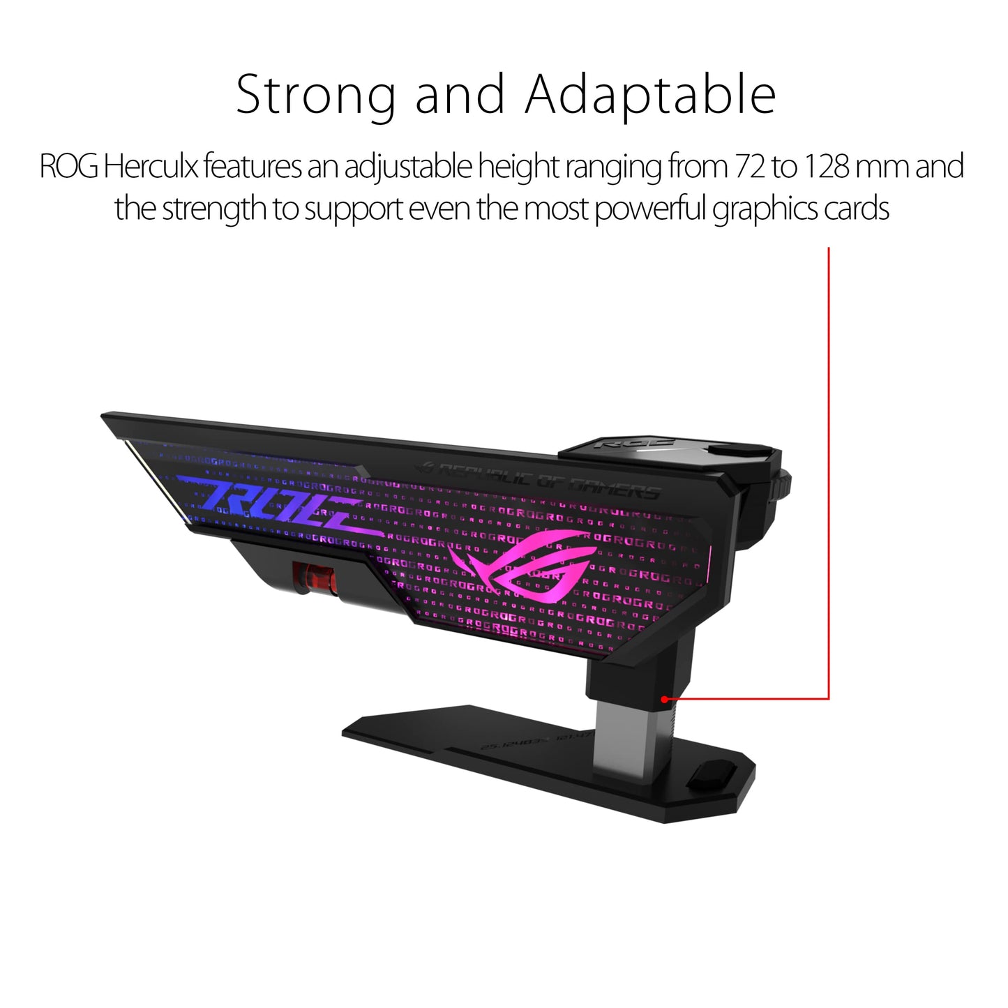 ASUS ROG Herculx Graphics Card Holder (Tool-free design, Included spirit level, Solid zinc alloy, 72-128mm, Aura Sync) Black