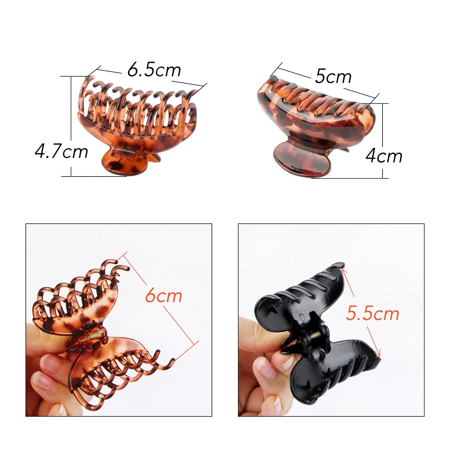 4PCS Medium Hair Claw Clips, Leopard Hair Clips Jaw Claw Clamp Plastic Nonslip Barrettes for Thin and Thick Hair for Girls and Women