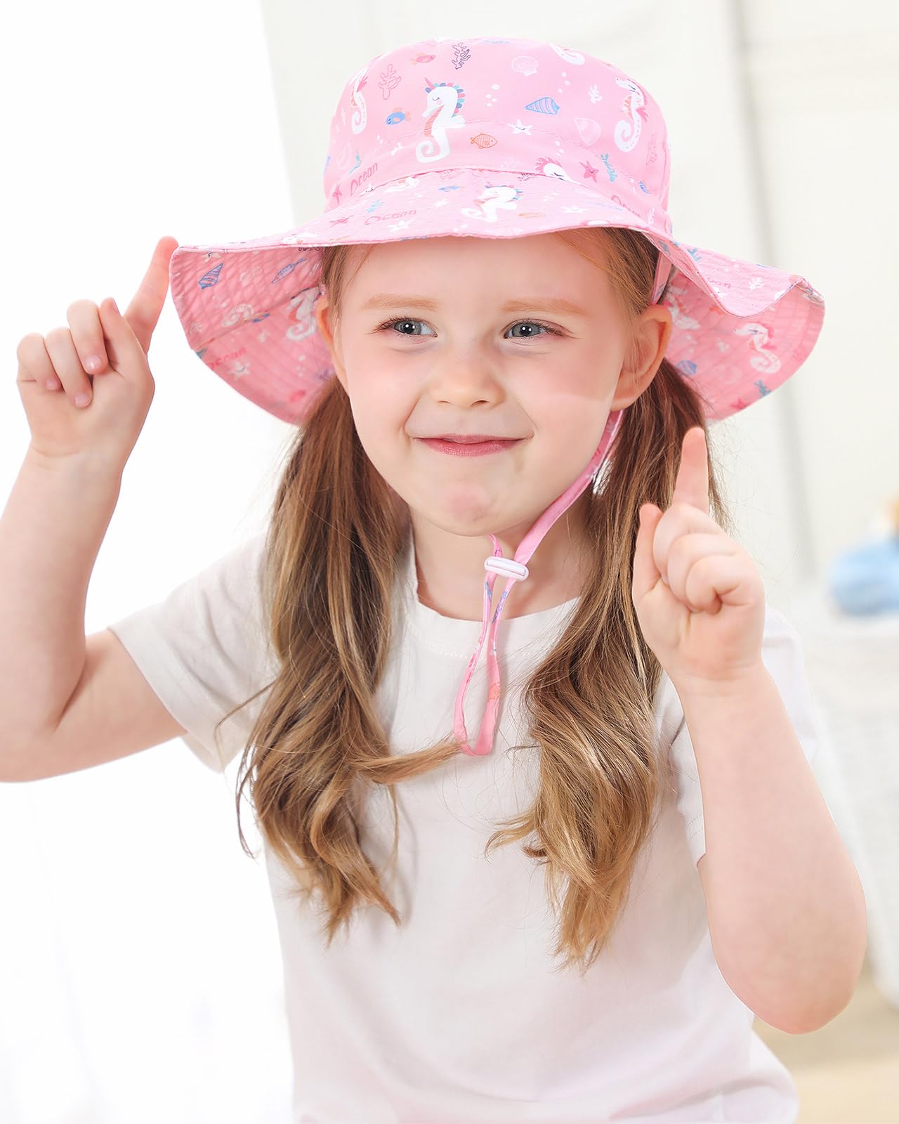 Adorel Baby Boys Bucket Hat Adjustable Sun Hat Pack of 2 3-7 Years Plain Pink&Pink Hippocampus