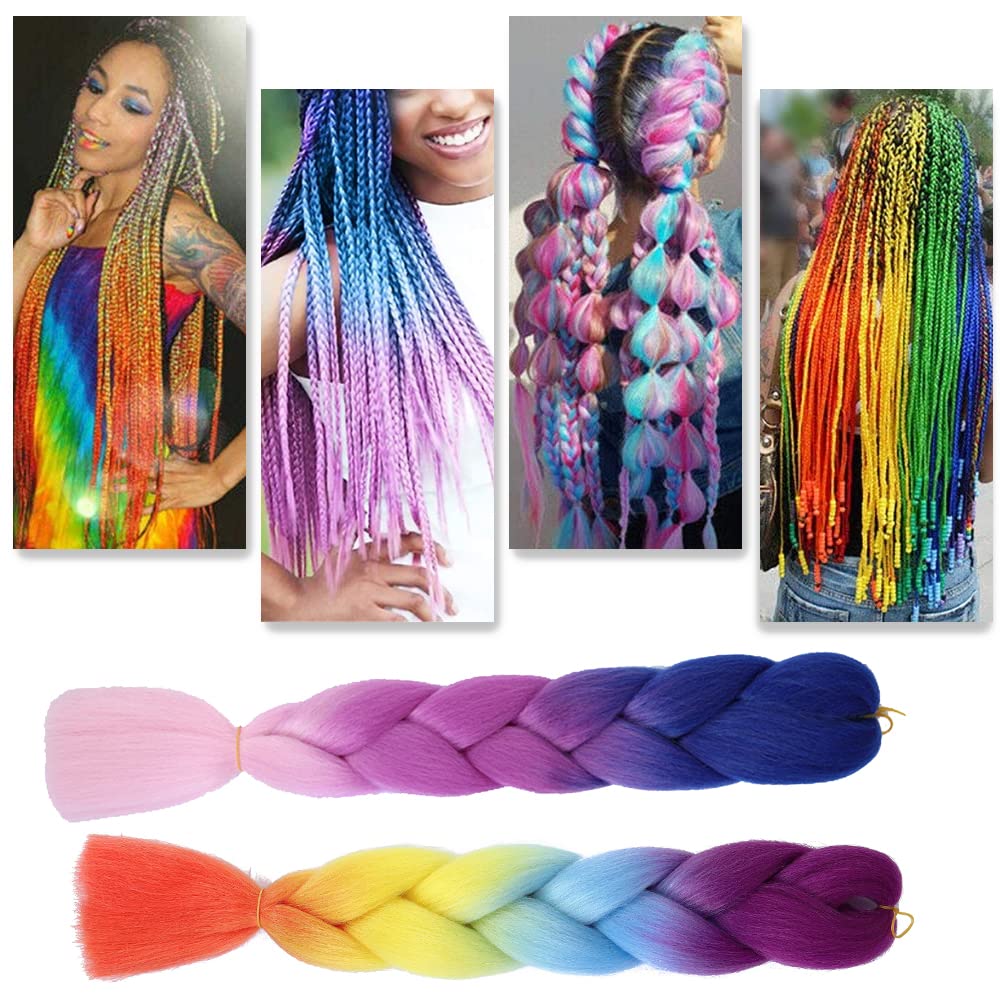 2 Pcs Braiding Hair Fashion Synthetic Braid Hair Extensions for Women Braiding （colour） purple 2 Count (Pack of 1)