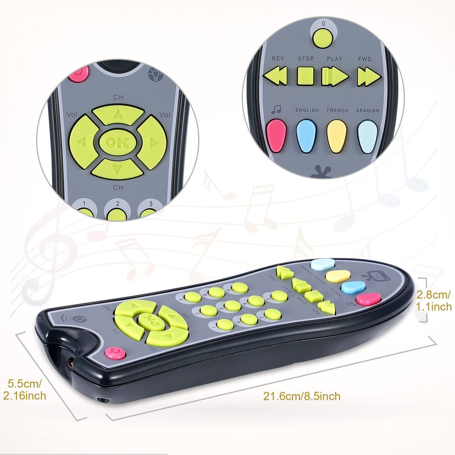 TV Remote Toy Baby Remote Control Musical Toy Realistic TV Remote for Baby Music Education Toy for Baby 12M+