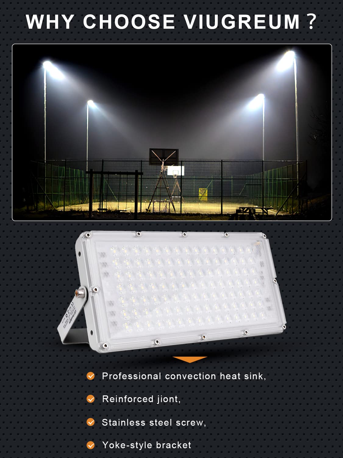 Ankishi 100W LED Floodlight Outdoor, Super Bright 10000LM Outdoor Security Lights, IP65 Waterproof Flood Lighting, 6500K Cool White Wall Light Outdoor Lights for Garage Patio Backyard Front Yard