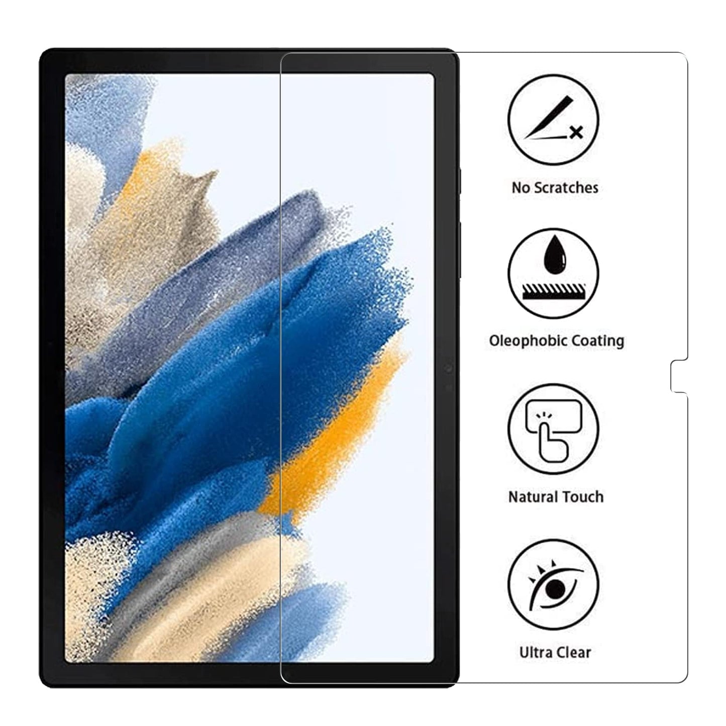 XunyLyee 2 Pack, Screen Protector for Samsung Galaxy Tab A8 10.5 inch SM-X200/ SM-X205 Tempered Glass Film Easy Installation Bubble Free