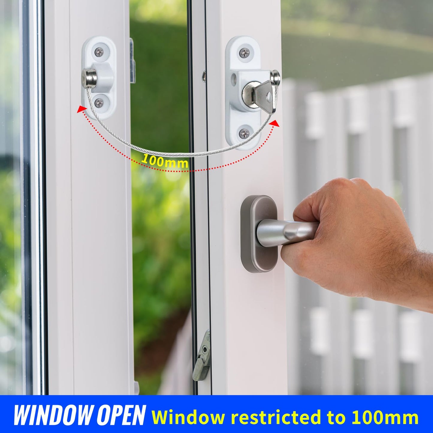 2Pcs Window Locks for UPVC Windows, YTOOK Window Cable Restrictor Window Safety Locks with Keys and Screws for Child & Baby Safety 2 Pack