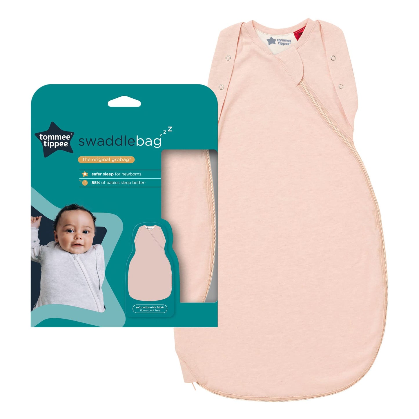 Tommee Tippee Baby Sleep Bag, The Original Grobag, Hip-Healthy Design, Soft Cotton-Rich Fabric, 18-36 m Blush 1.0 TOG