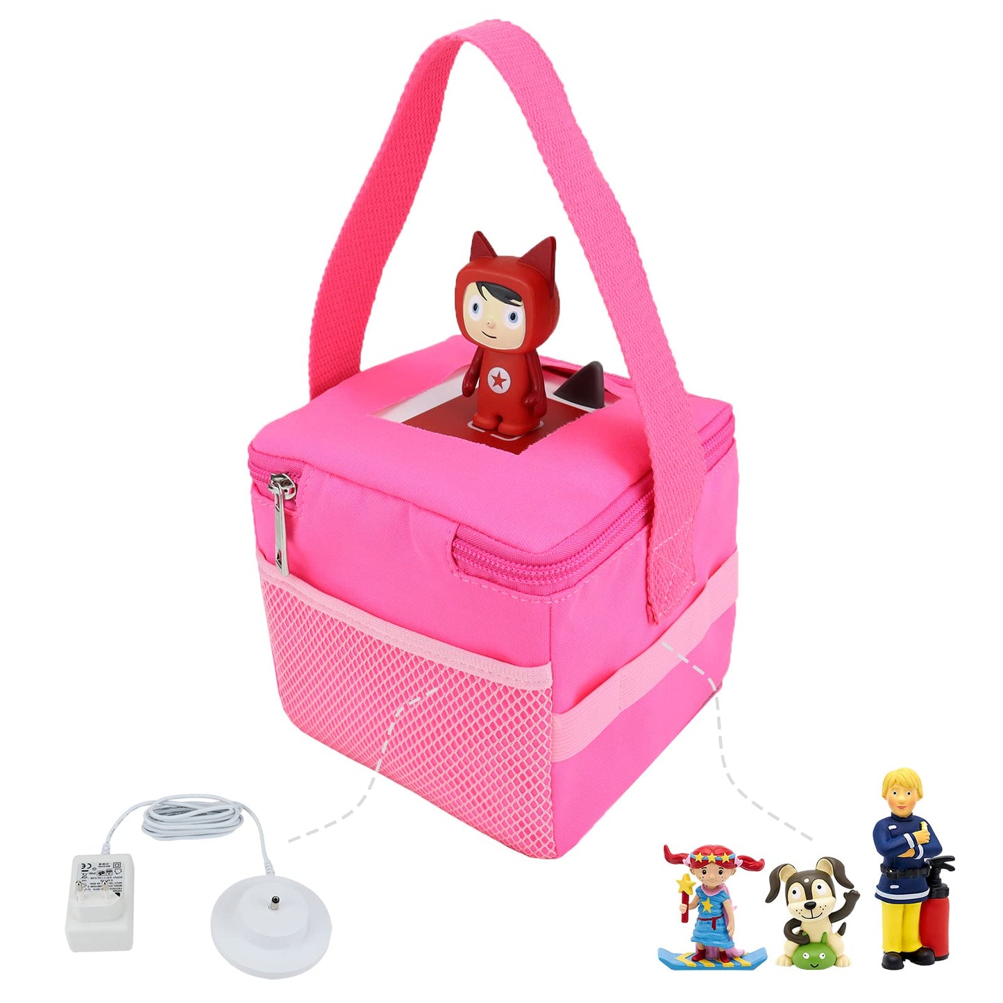 Tote Bag for Tonies Figurines, Pink Carry Case for Creative Tonies Characters, Transporter for Toniebox and Other Kids Audio Books Hot Pink