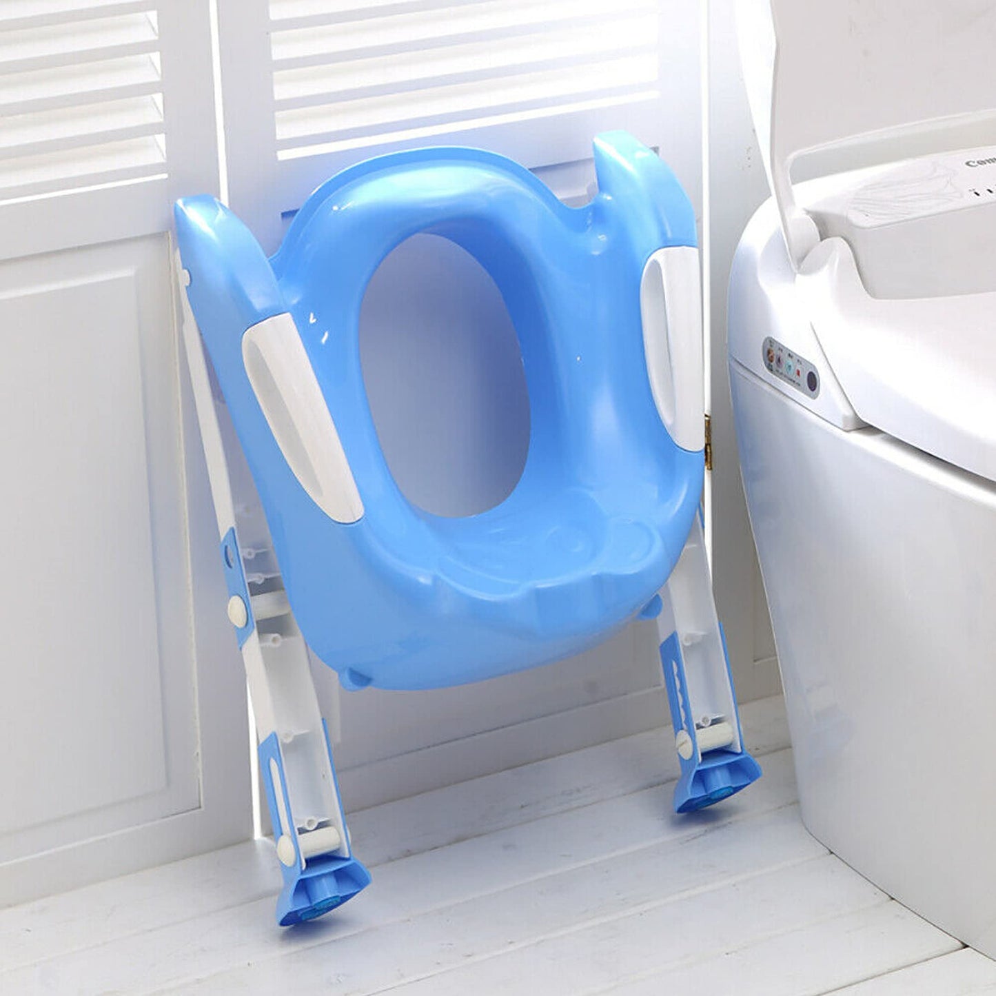 ZENO Potty Training Toilet Seat | Toddler Toilet Seat | Potty Training Seat | Toilet Steps for Toddlers | Kids Toilet Seat | Toilet Training Seats | Non Slip & Comfortable | Foldable Design | Blue