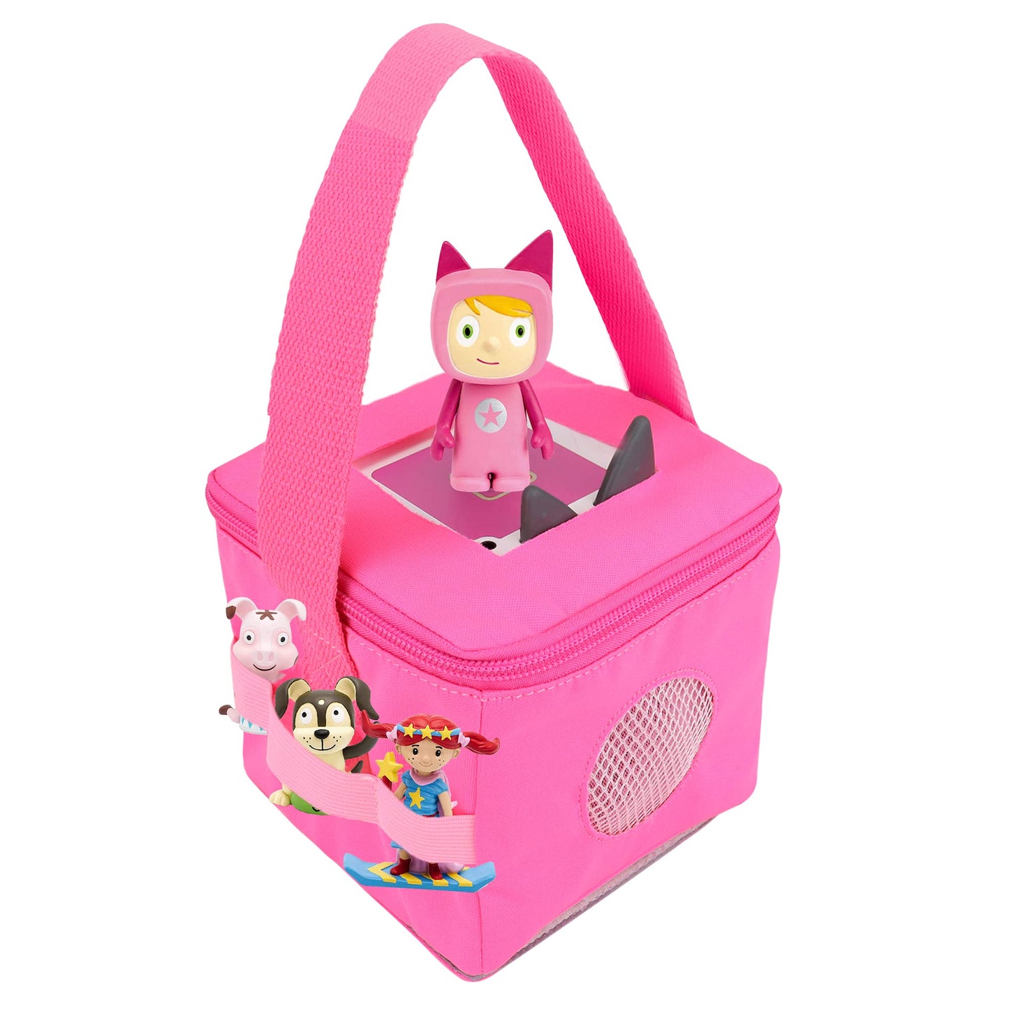 Tote Bag for Tonies Figurines, Pink Carry Case for Creative Tonies Characters, Transporter for Toniebox and Other Kids Audio Books Hot Pink