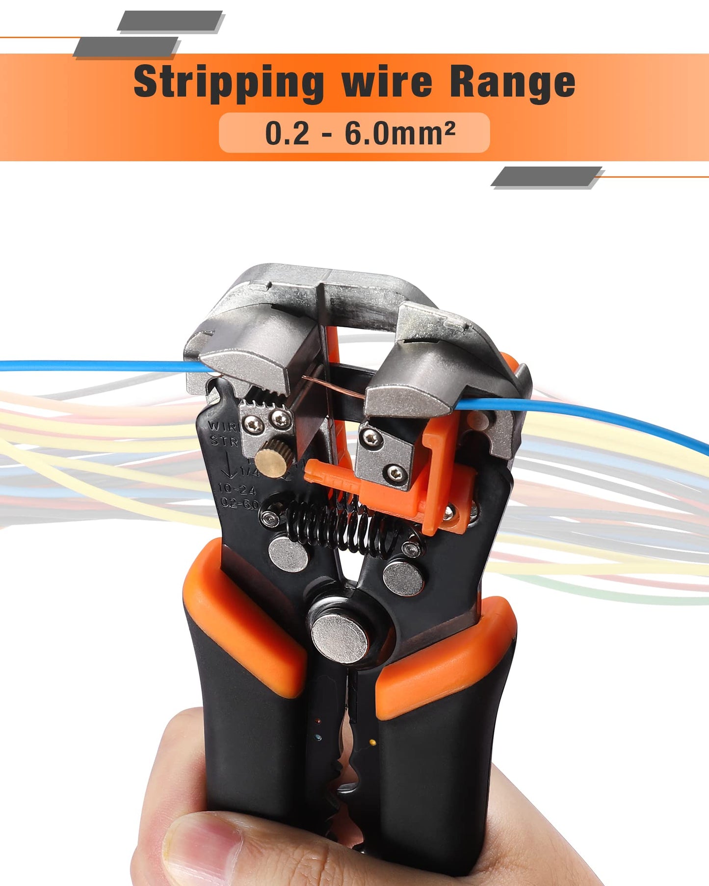 Wire Stripper, ENGiNDOT 3-in-1 Automatic Wire Stripper Plier Tool AWG10-24, Self-Adjusting Wire Cutter & Cable Stripper & Terminal Crimper, MWS02