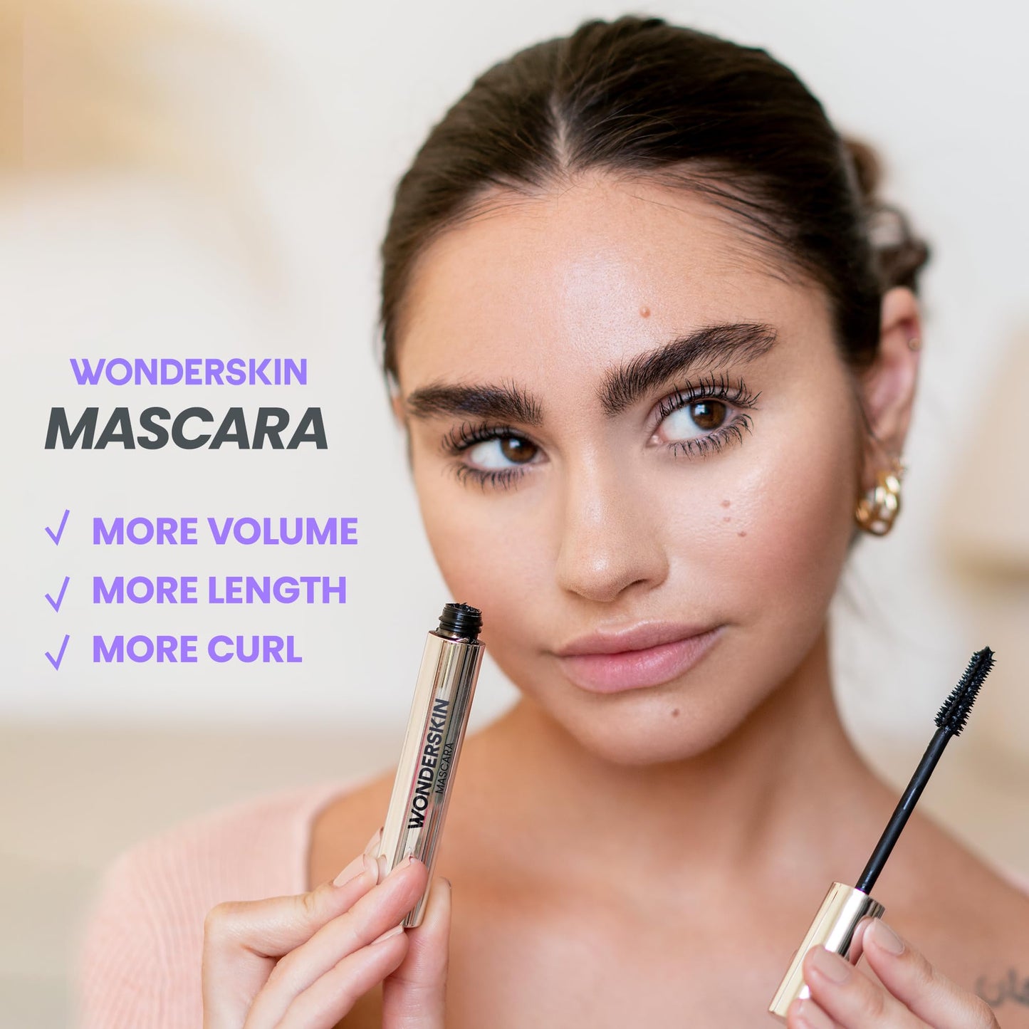 Wonderskin Mascara - Black Mascara for Volume, Length, and Curl - Lengthening, Volumizing & Smudge Proof Lash Makeup