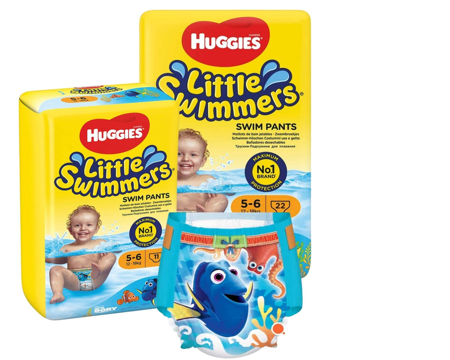 2 Pack Disposable Swimming Nappies, 2 Pack Swim Water Nappies Size 5-6, 12kg- 18kg, (2 Packs x 11) 5-6 - 22 Total Baby Toddler Children Waterproof Leak Proof Nappy + 1 x Mocktail 11 Count (Pack of 2)