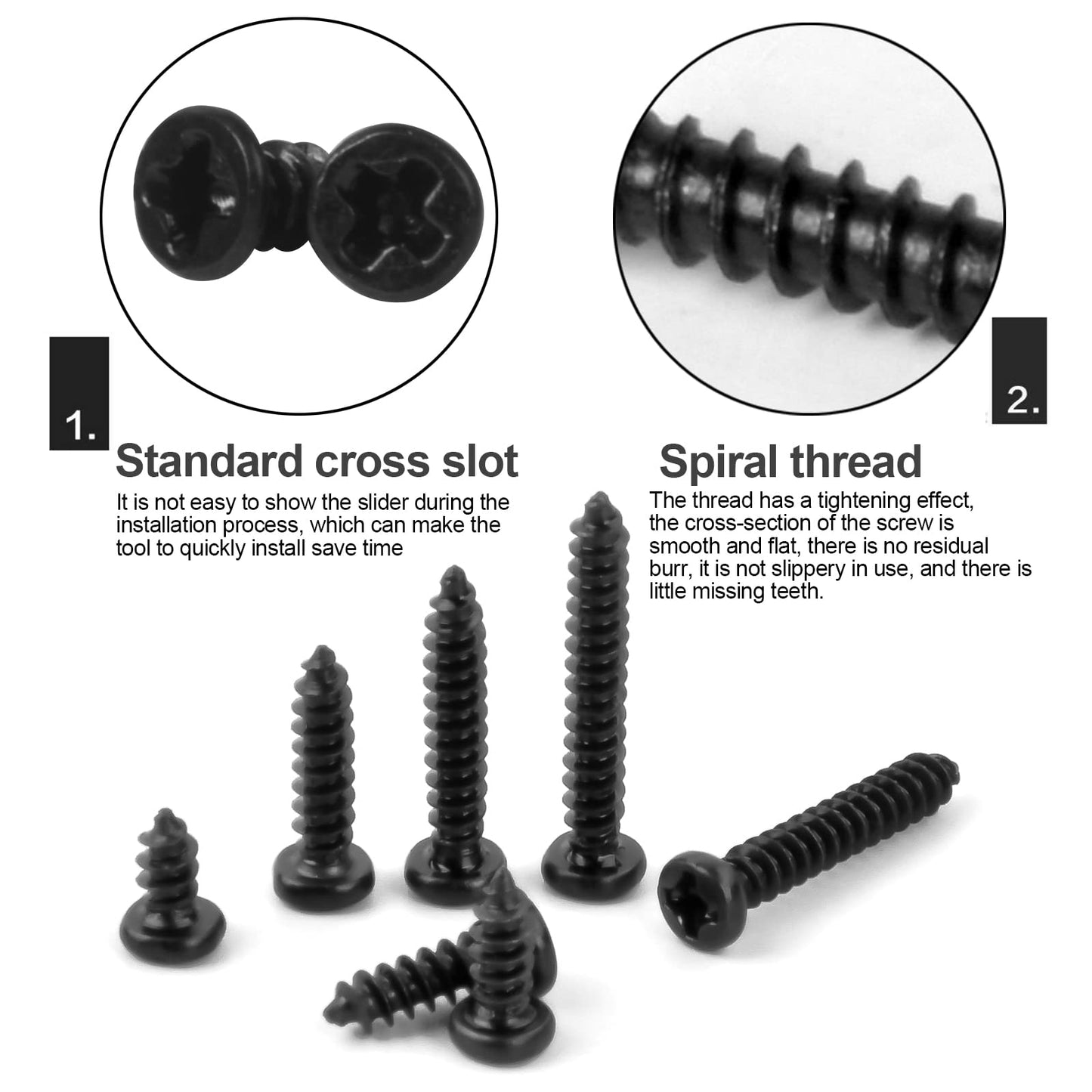 500 Pcs M3 Self-Tapping Screws Black Carbon Steel Screws Phillips Flat Head Micro Screws Round Countersunk Screws Assortment Kit Wood Woodworking Screw Zinc Plated M3x6mm/8mm/10mm 12mm/16mm/18mm/20mm