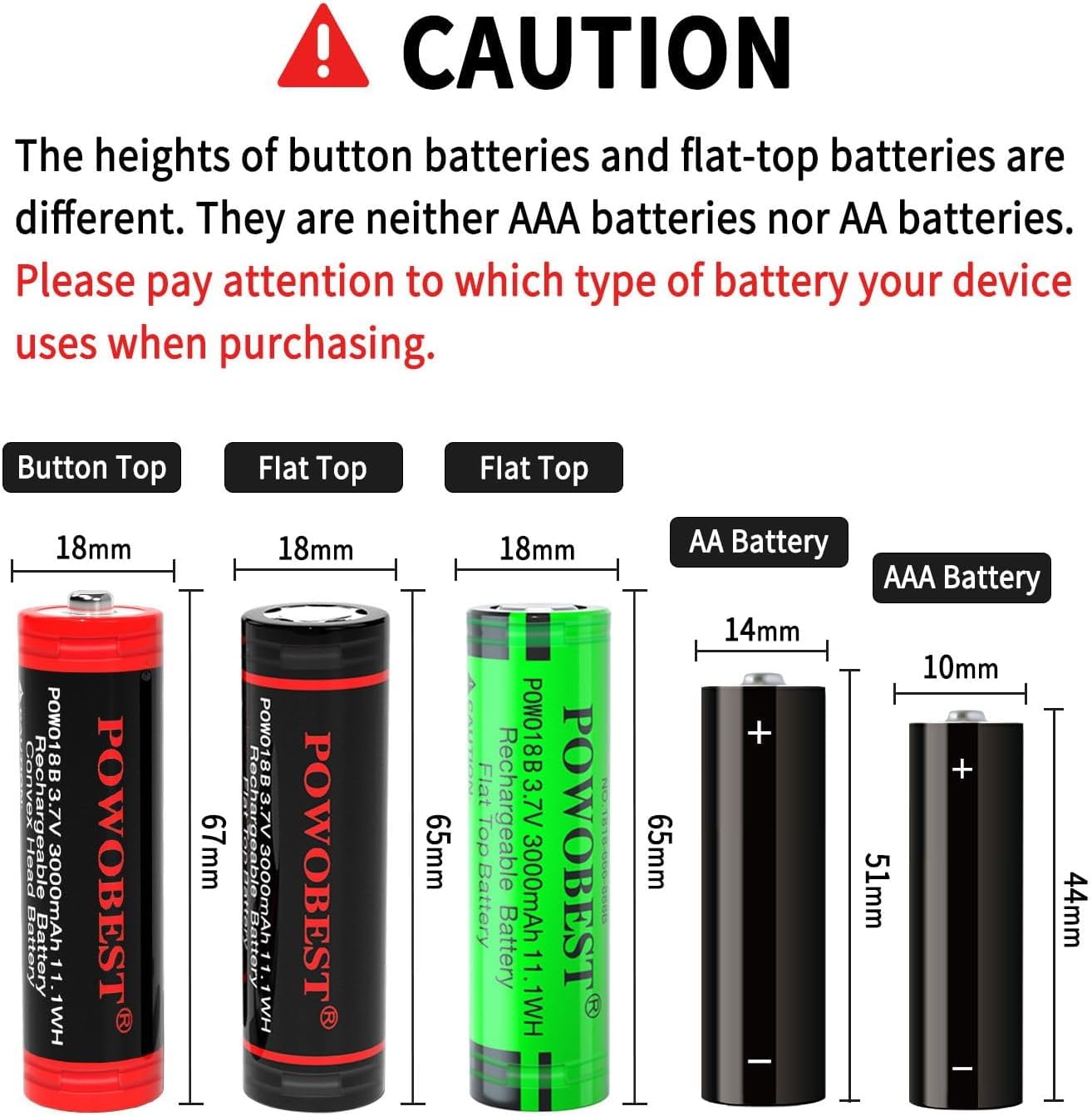 3000mAh Rechargeable NiMH Battery POWO18B,3.7V Large Capacity Flat Top Batteries with Case,Perfect for Flashlight, Camera,Small Fan, Doorbell, Toys,Headlamp,Product Patent Number:6319875(4pack) Black