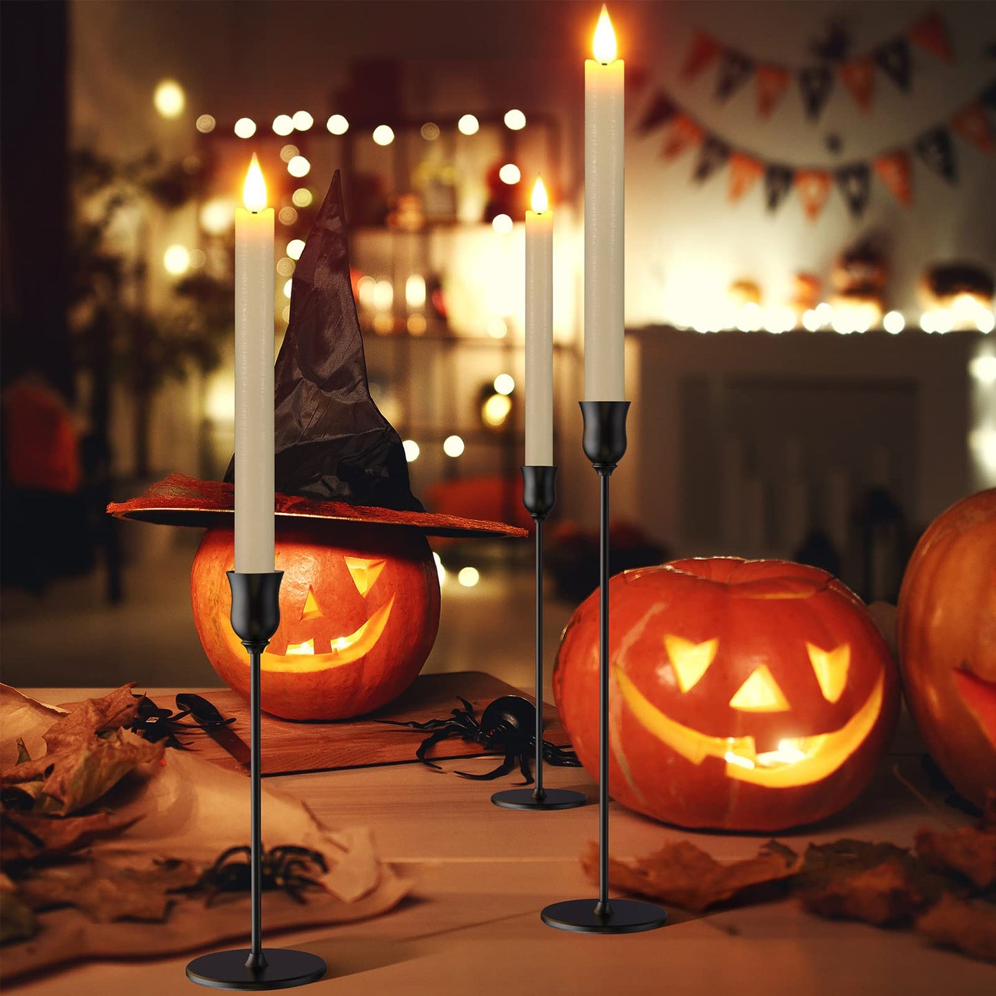 Ymenow LED Battery Operated Candles with Remote, 6pcs 24.5cm Long Fake Flameless Flickering Ivory Taper Candles in Real Wax with 2/4/6/8 Hours Timer for Dinner Halloween Christmas Room Window Decor