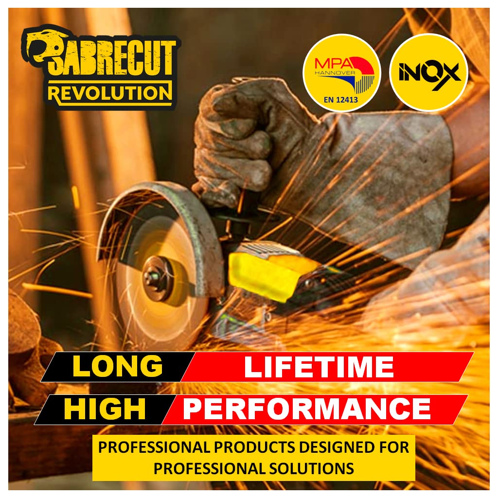 12 x SabreCut SCACD125AT 125mm (5") x 22.23mm Bore Abrasive Stainless Steel INOX Cutting Angle Grinder Circular Saw Discs Box Set Compatible with Bosch Dewalt Makita Milwaukee and Many Others