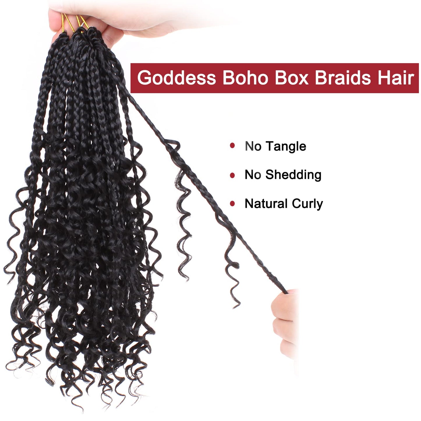 XTREND 14Inch 8Packs Boho Box Braids Crochet Hair with Curly Ends 16strands/pack Pre Looped Black Messy Goddess Box Braids Hair Extensions Individual Synthetic Bob Goddess Locs Hair 14 Inch (Pack of 8) 1B#