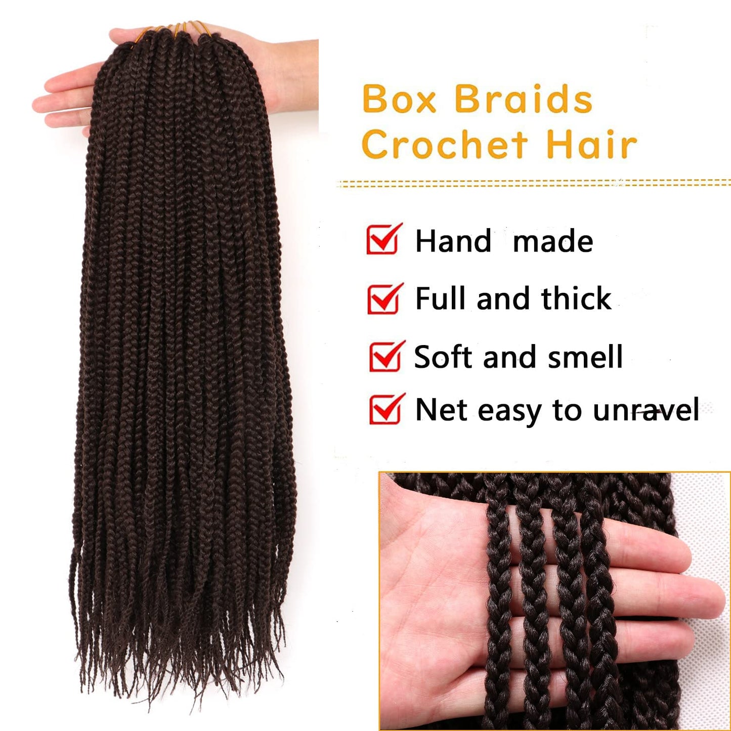 7Packs/Lot Box Braids Crochet Hair Extensions Pre looped Crochet Hair Crochet Braids Box Braid Crochet Hair Crochet Braids Hair for Black Women (18Inch(Pack of 7), #4) 18Inch(Pack of 7)