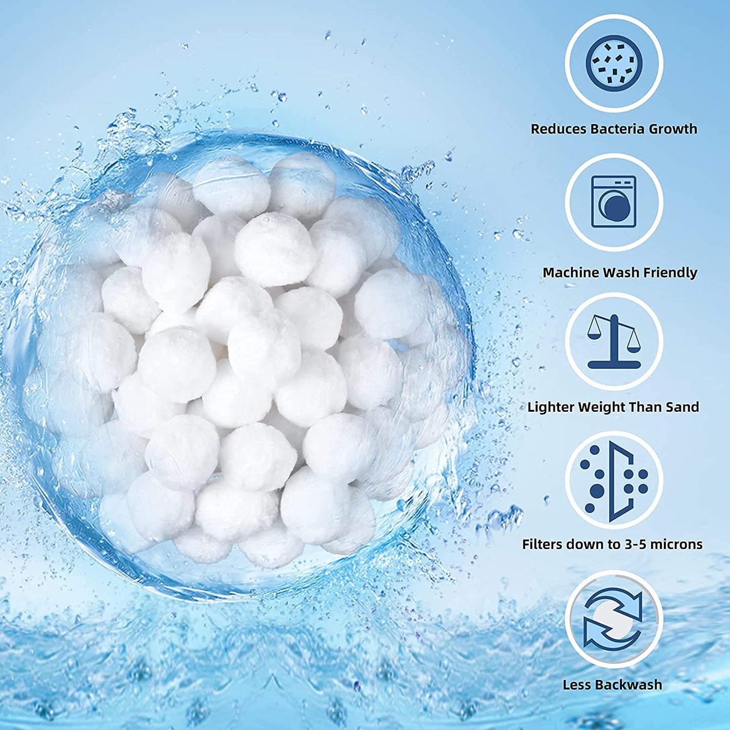 VAZILLIO 1500g Pool Filter Balls, Eco-Friendly Fiber Filter Media for Swimming Pool/Aquarium/Fish Tank Sand Filters(1500g Filter Balls is Equivalent to 53kg Filter Sand)