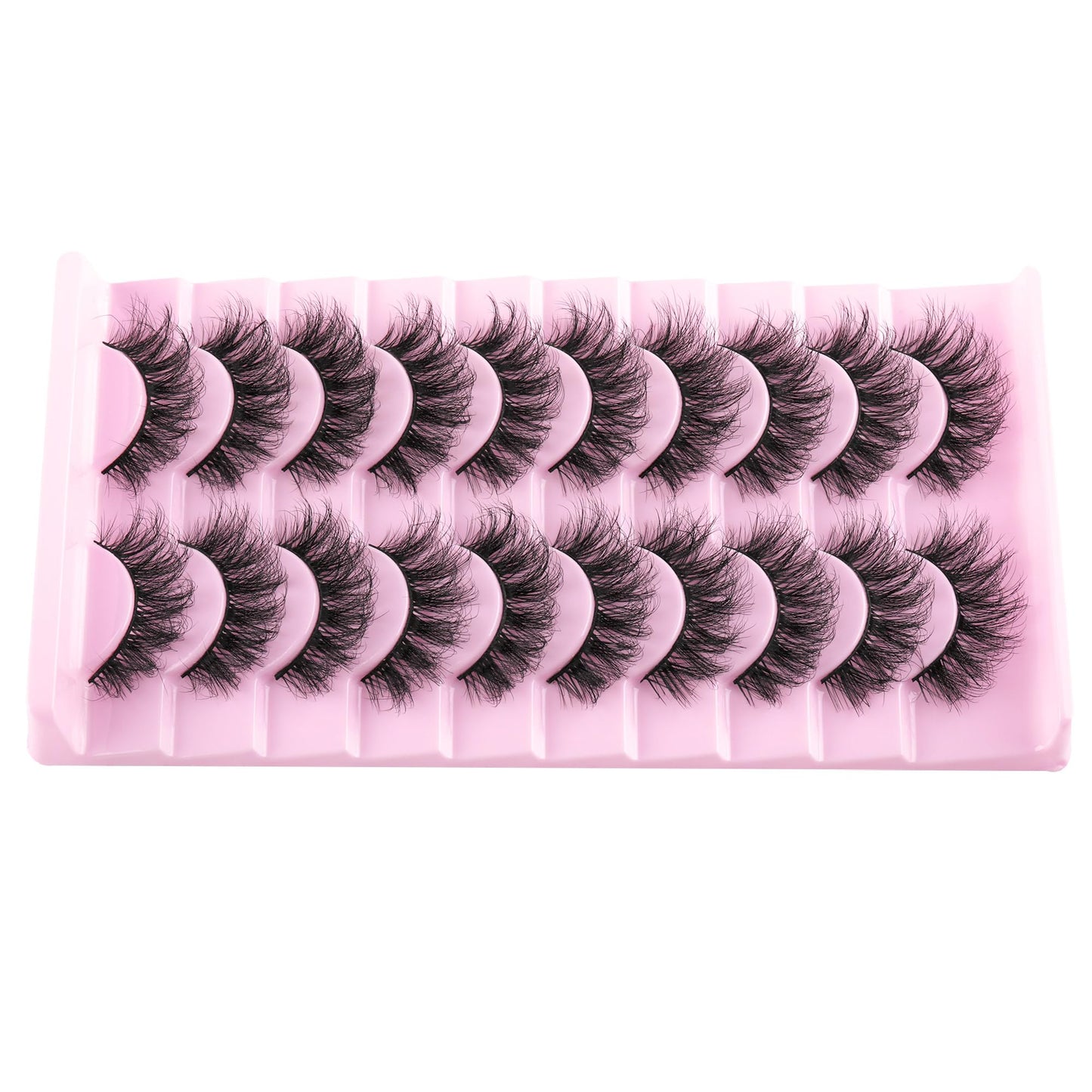 wiwoseo Eyelashes Natural Fluffy Faux Mink Lashes 3D Thick Volume D Curl Wispy Eyelashes that Look Like Extensions Fake Eyelashes 10 Pairs Pack A-16MM-i