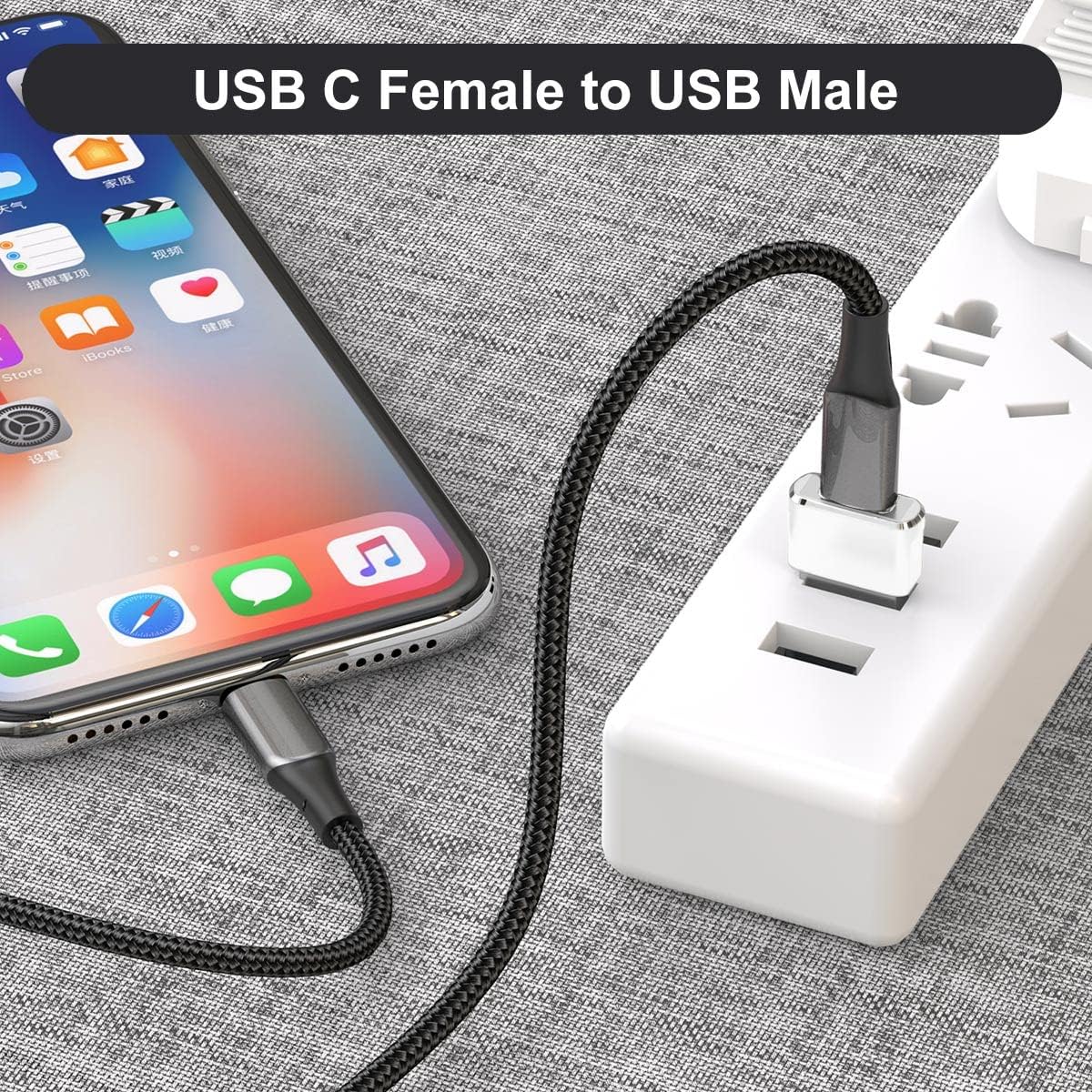 BASESAILOR USB to USB C Adapter 3Pack,Type C Female to USB A Male Charger Cable Converter for Apple Watch Ultra iWatch Series 8 7 9,AirPods,iPhone 11 12 13 14 15 16 Plus Max Pro,iPad 10 Air 4 5 Mini White