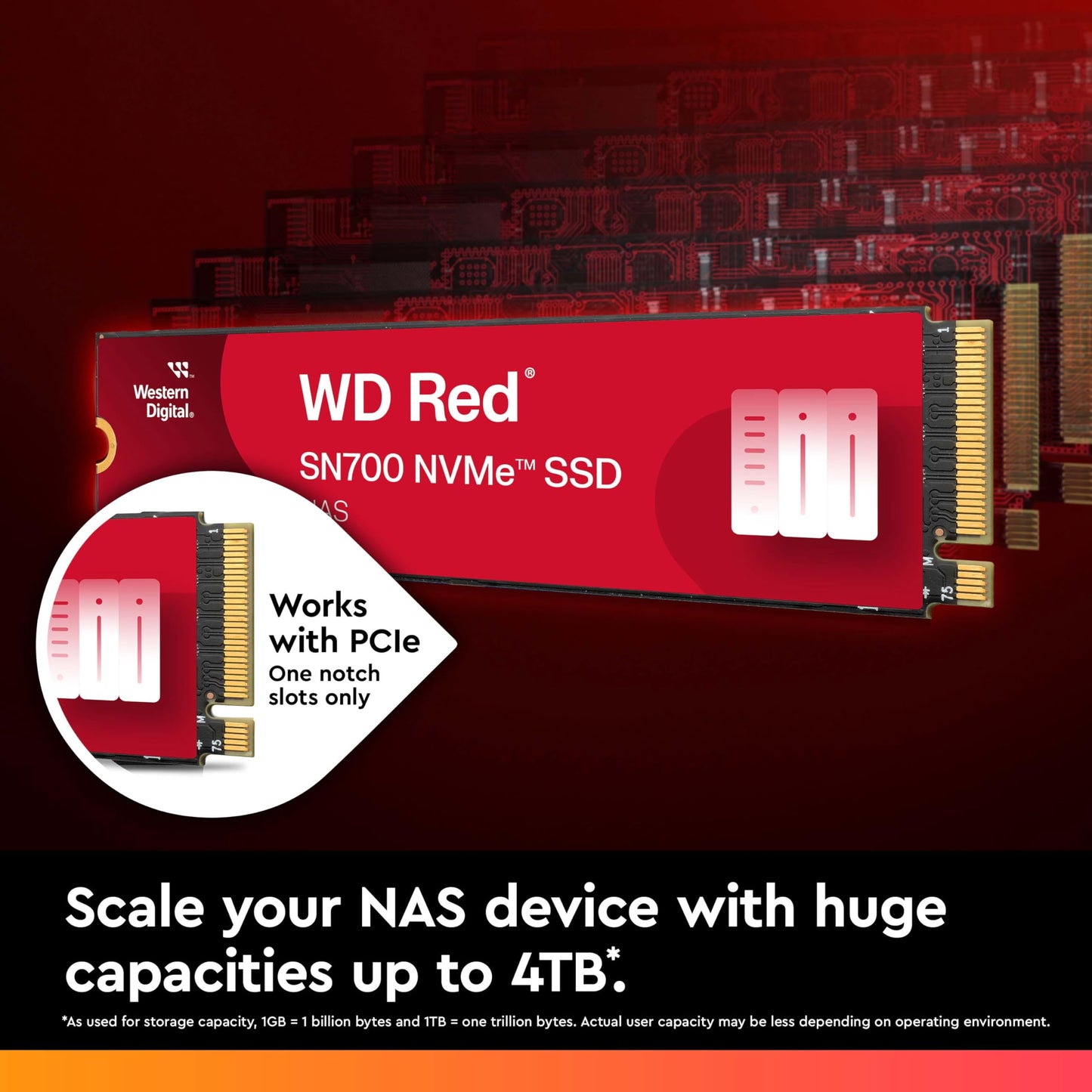 WD Red SN700 500GB NVMe SSD for NAS devices, with robust system responsiveness and exceptional I/O performance PCIe 3 M.2 500 GB