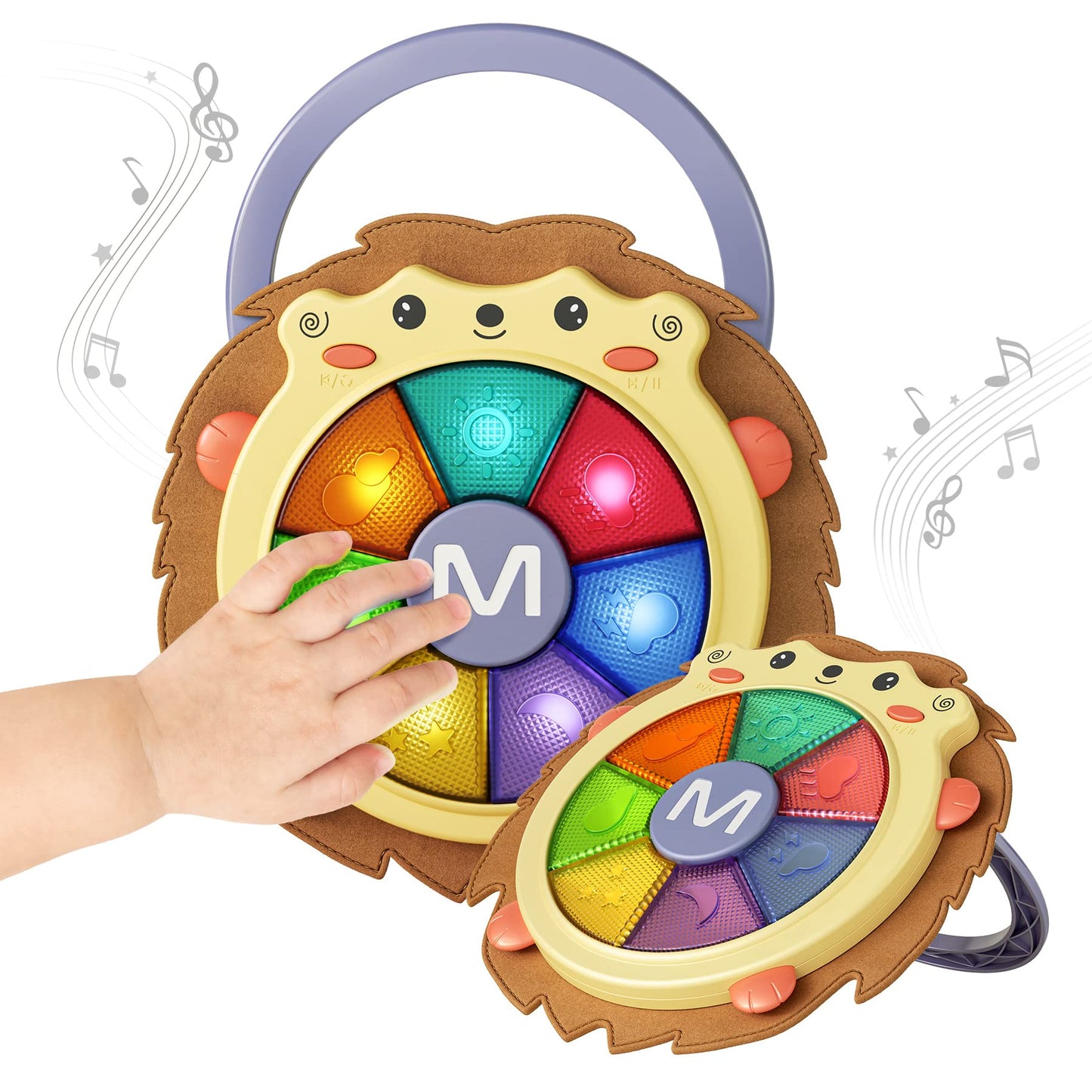 TUMAMA KIDS Drum Musical Baby Toy Set,Music Drum Toy with Sound and Light,Musical Instruments Game,Sensory Activity Toys Learning Educational Toy Gift for Toddler 18 Months and Up(hedgehog) hedgehog