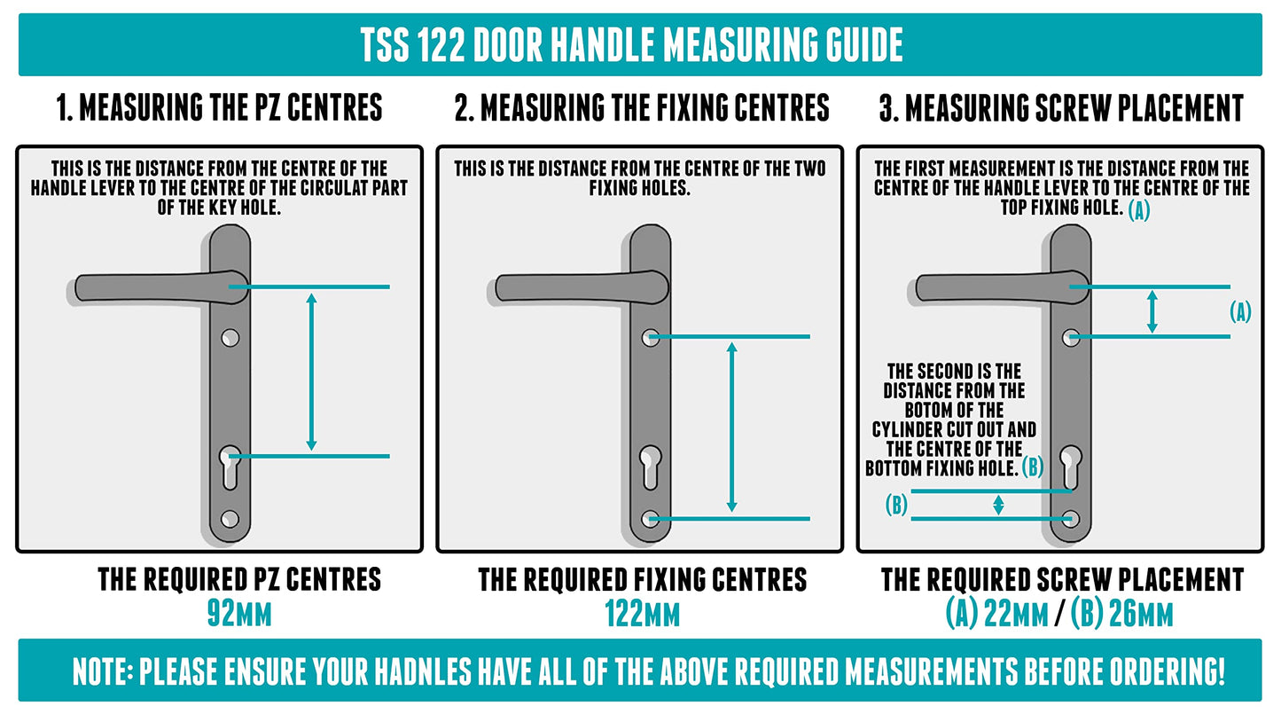 UPVC Door Handles Set - White - Lever/Lever - 92mm PZ (Centres) - 122mm Screw to Screw - Backplate 212mm X 34mm- White Replacement- PVC Door Handle