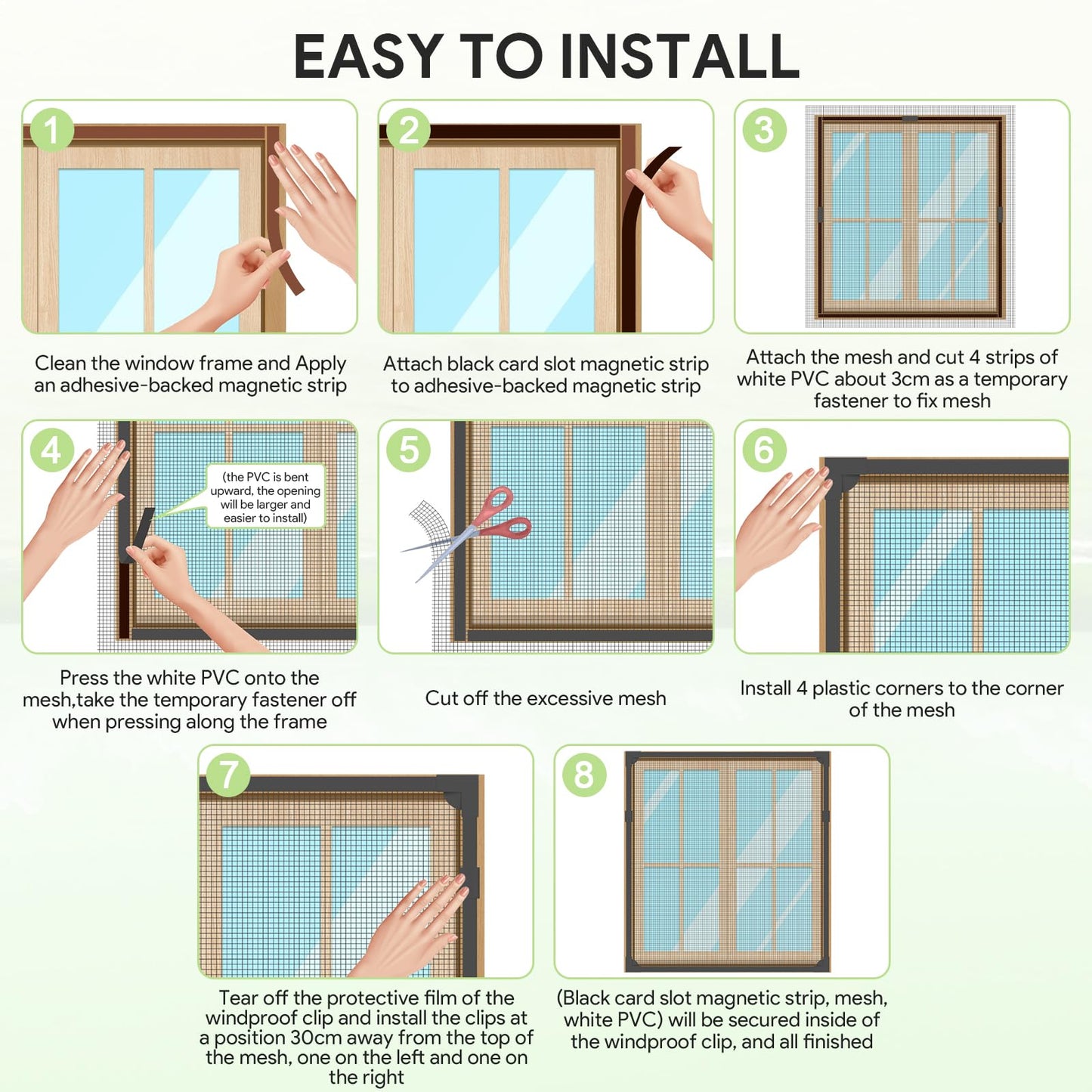 Window Nets to Keep Bugs Out, MOEGFY Magnetic Fly Screens for Windows, Adjustable DIY Window Screen Insect Screen Mosquito Net Fits Any Size Smaller Than 48”X43”, Cat Window Guard, Easy to Install 48”x43” / 120x110cm Grey Frame Grey Mesh