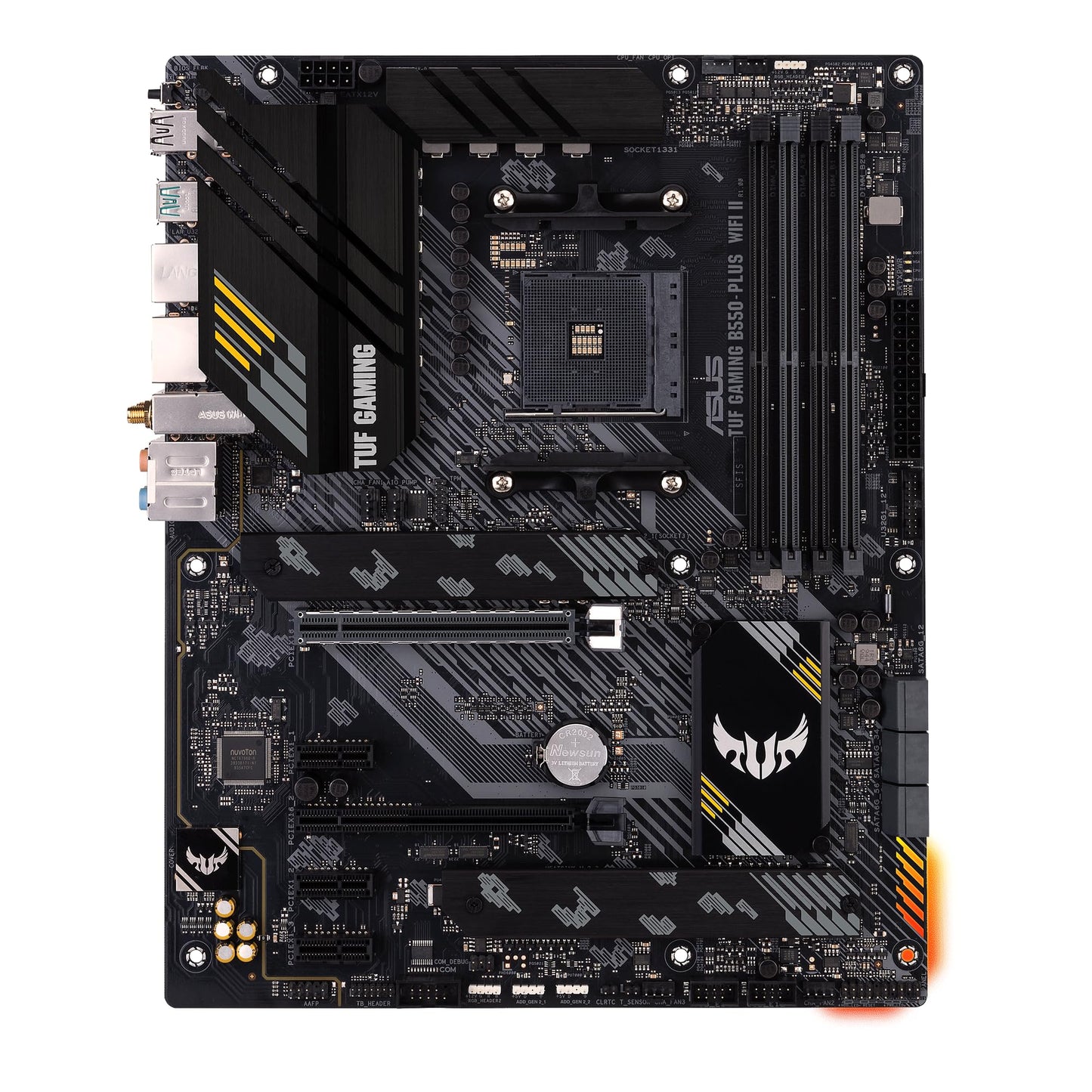 ASUS TUF Gaming B550-PLUS (WI-FI II), AMD B550 (Ryzen AM4) ATX motherboard (PCIe 4.0, dual M.2, 10 DrMOS, DDR4 4400, Intel® WiFi 6, 2.5 Gb Ethernet, HDMI, DisplayPort, USB 3.2 Gen 2 Type-A and Type-C)