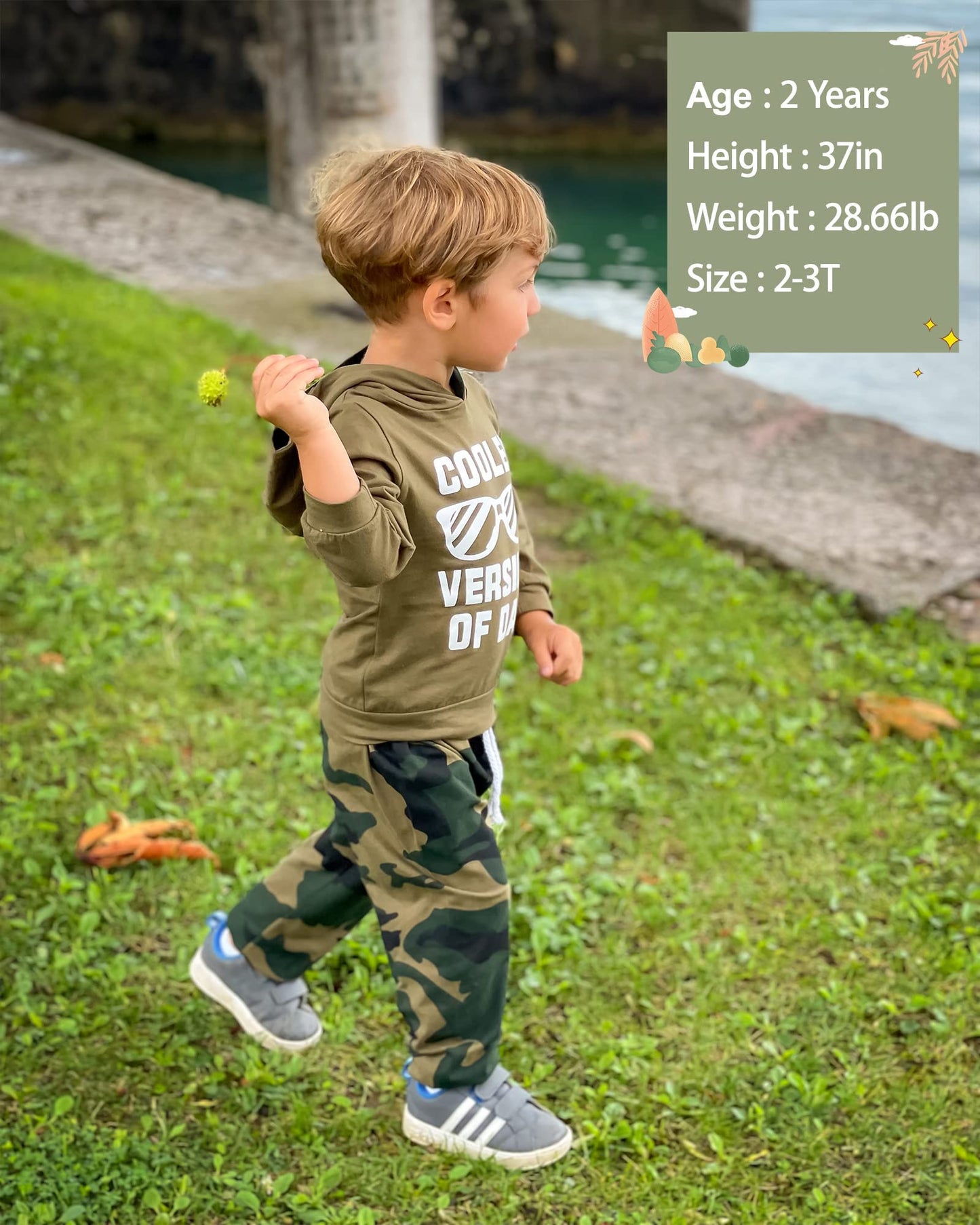 ZOEREA Baby Boy Clothes Outfit Set Fashion Letter Printed Long Sleeve Hoodie Tops Sweatshirt and Drawstring Pants 2 Pcs Set 3-6 Months Army green