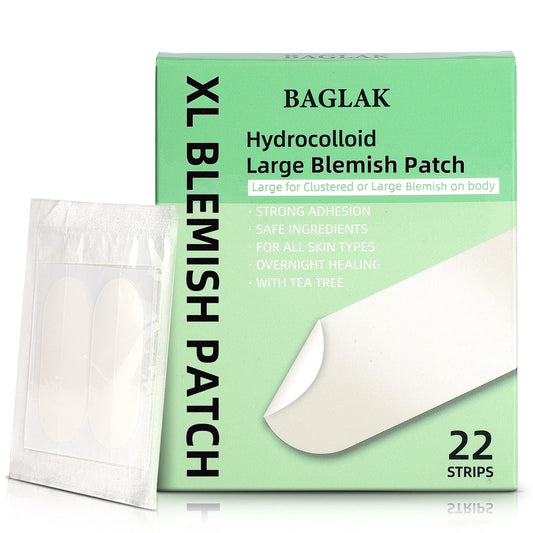 BAGLAK Large Blemish Patches - 22 Strips, Hydrocolloid Spot Dots, Blemish Patches - Large Zit Breakouts - Zit Sticker Facial Skin Care Pimple Patches for Face