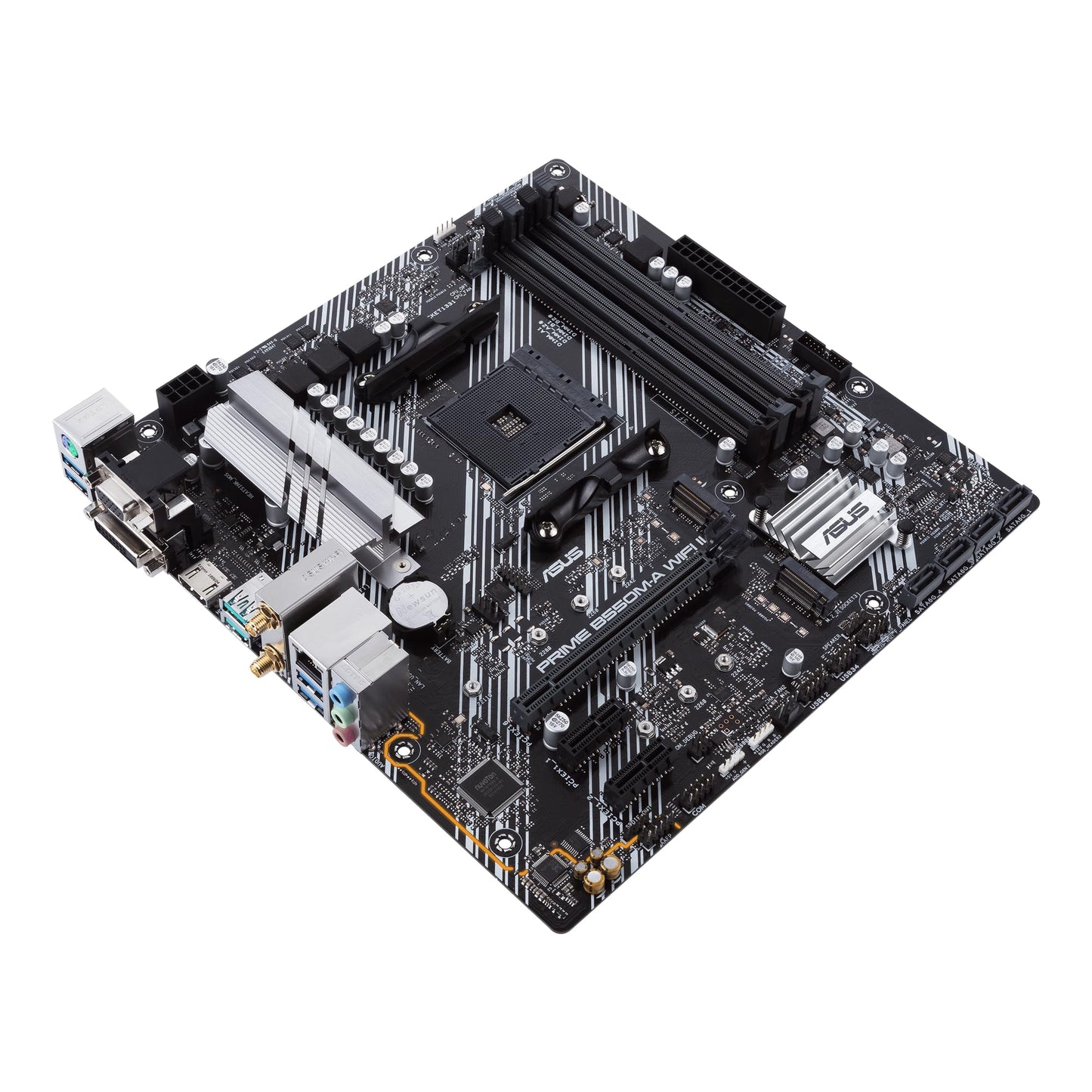 ASUS PRIME B550M-A WIFI II, AMD B550, AM4, Micro ATX, 4 DDR4, VGA, DVI, HDMI, Wi-Fi, PCIe4, 2x M.2 microATX A WiFi II