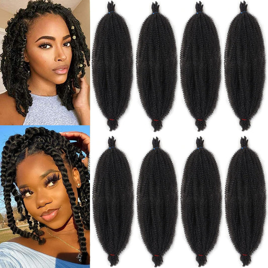 Xtrend 8 Packs 12 Inch Soft Springy Afro Twist Hair Pre-Separated Spring Twist Hair for Faux Locs Natural Black Marley Twist Crochet Braiding Hair Synthetic Hair Extensions 8 Strands/Pack 1B# 12 Inch (Pack of 8) 1B#