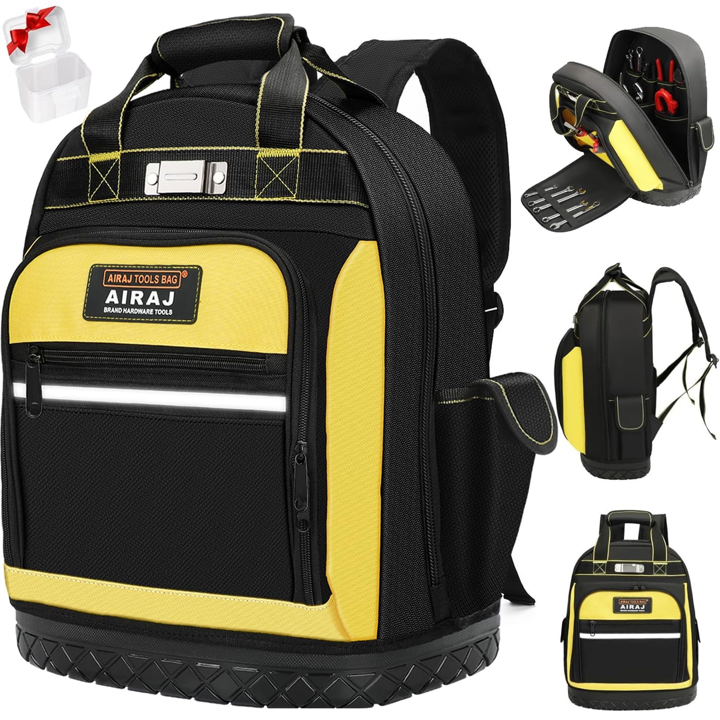 AIRAJ 43 x 38 x 20 cm Tool Backpack,Heavy Duty Tool Backpack with ABS Rubber Base,Easy to Carry (Backpack/Handbags) Tool Backpacks Suitable for Electrician, Plumber, Maintenance Worker