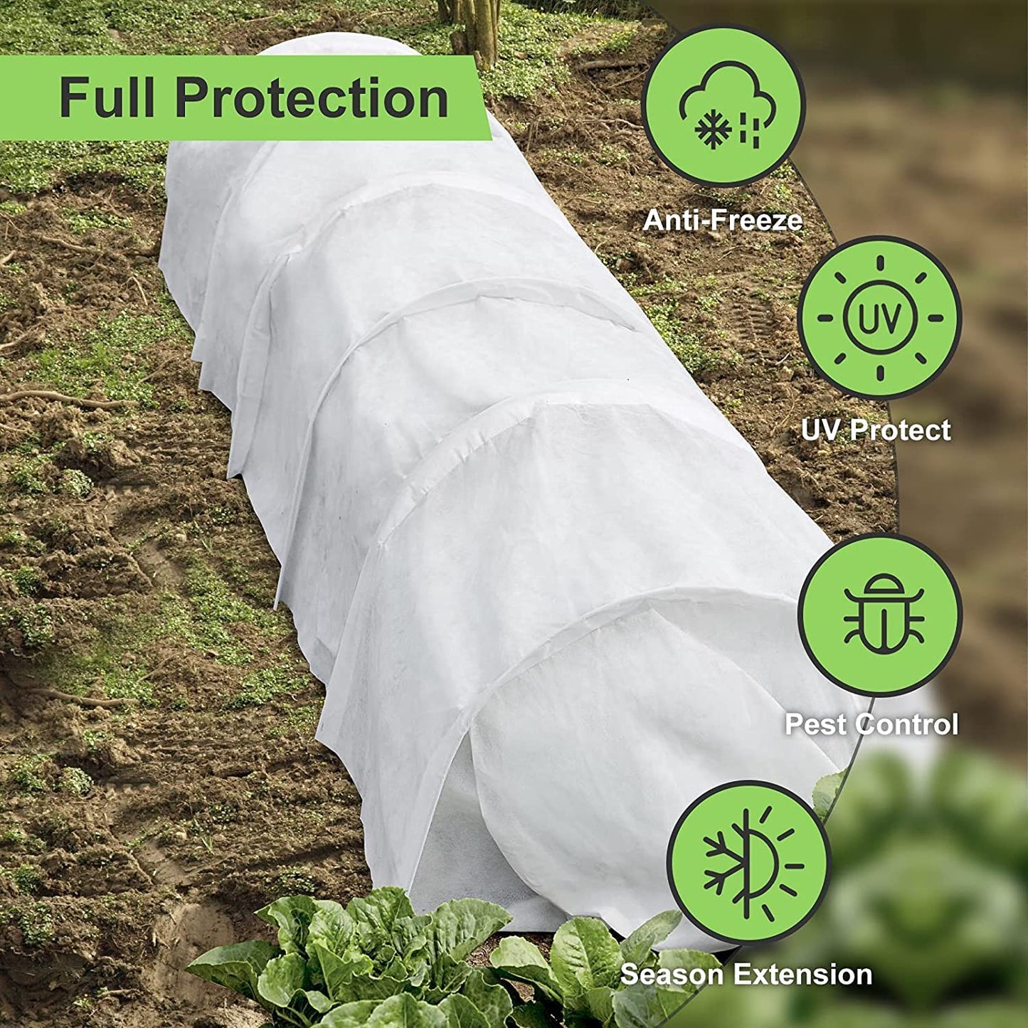 WAIZHIUA 3 x 9m Garden Fleece for Plants, 30gsm Plant Antifreeze Cloth Plant Frost Protection Cover for Vegetables Flower Plant Cold Winter Frost