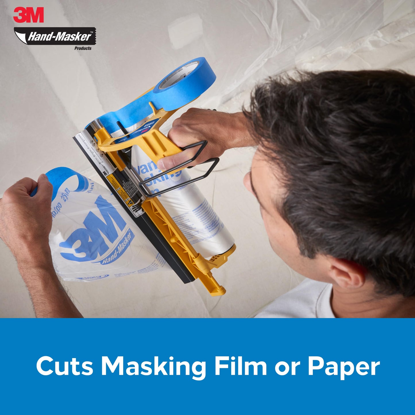 3M Hand-Masker Pre-assembled Masking Film & Tape M3000 - Use on Windows, Doors, Bathtubs and Other Surfaces - Protects Surfaces from Paint Splatters Hand-Masker Kit (EU version)