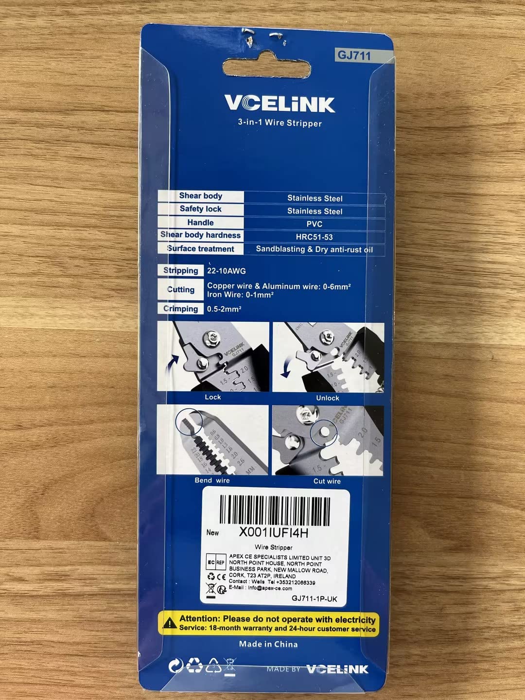 VCELINK 3 in 1 Wire Stripper Cutter Electricial, 6 inch Professional Cable Stripper/Cutter/Crimper, Multi-Function Small Wire Stripping Tool for Solid and Stranded Wire AWG10-22