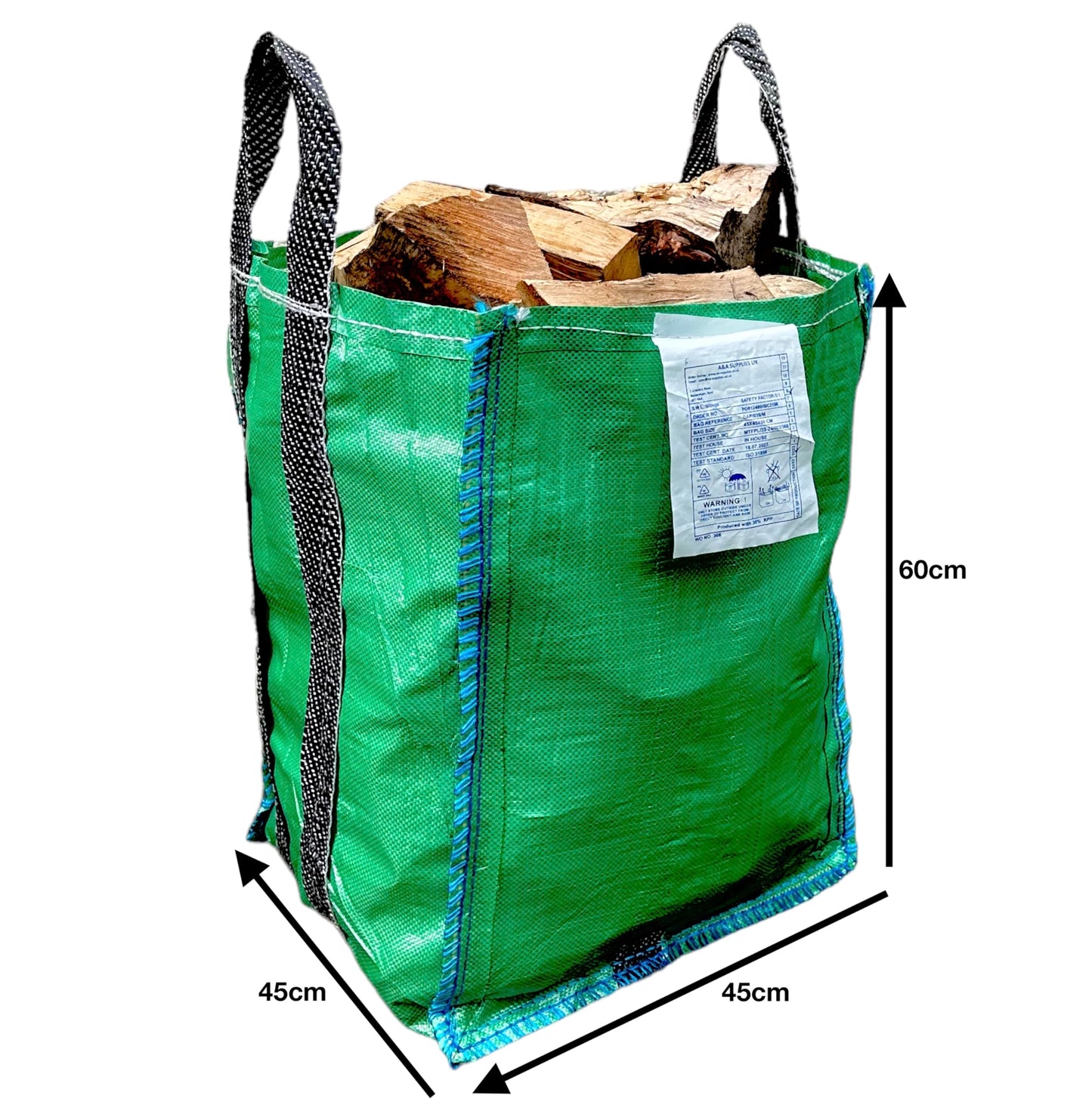 A&A Supplies UK - 3 x Garden Waste Bags - 120 Litre - Sacks - With Bottom Handles - Strong Recyclable Reusable for Grass Leaves Storage, Green