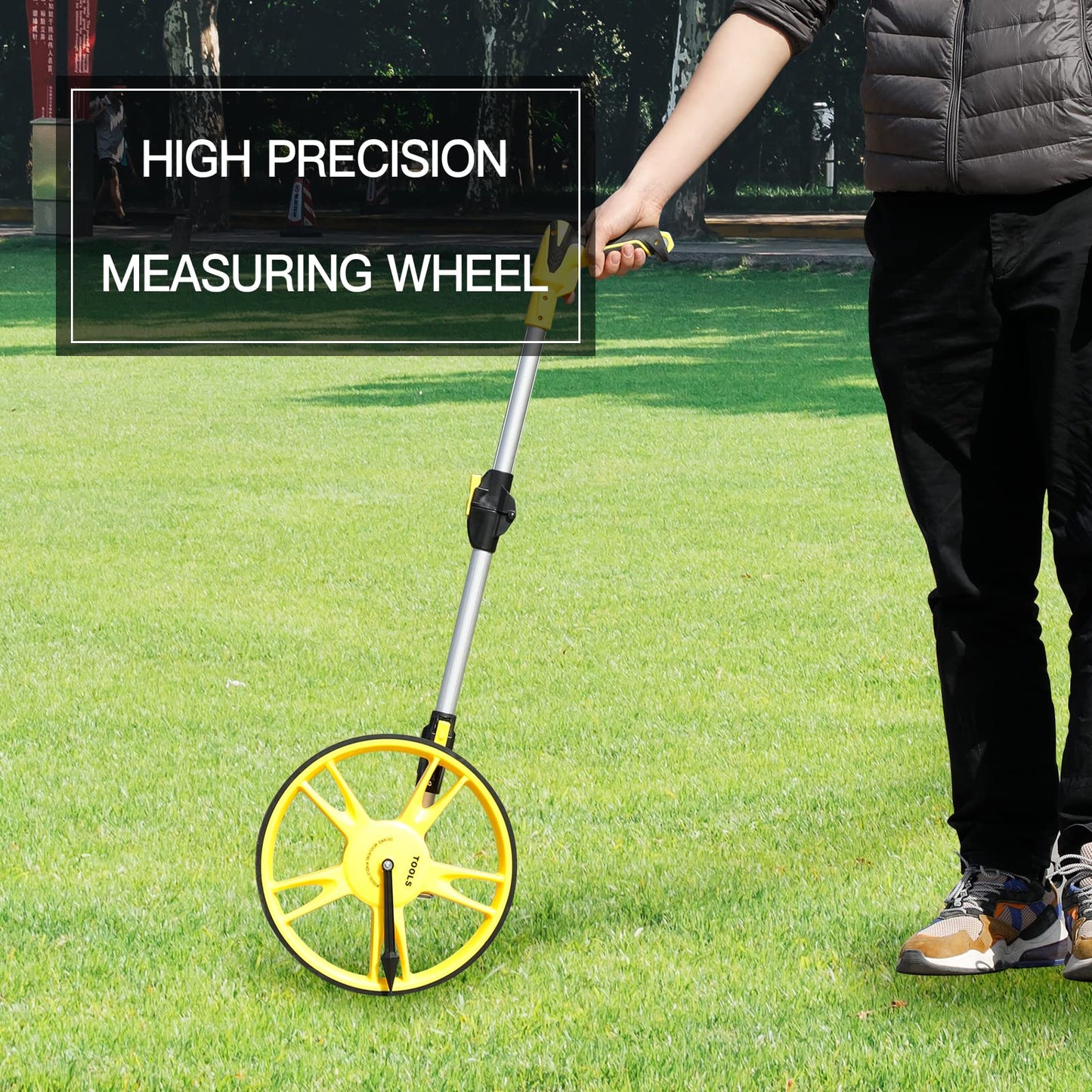 AIRAJ Distance Measuring Wheel, Foldable Measuring Wheel, Road Measuring Tool, 99,999.9 m Metric Measuring Wheel with Tape Measurement and Storage Bag (10-3)…