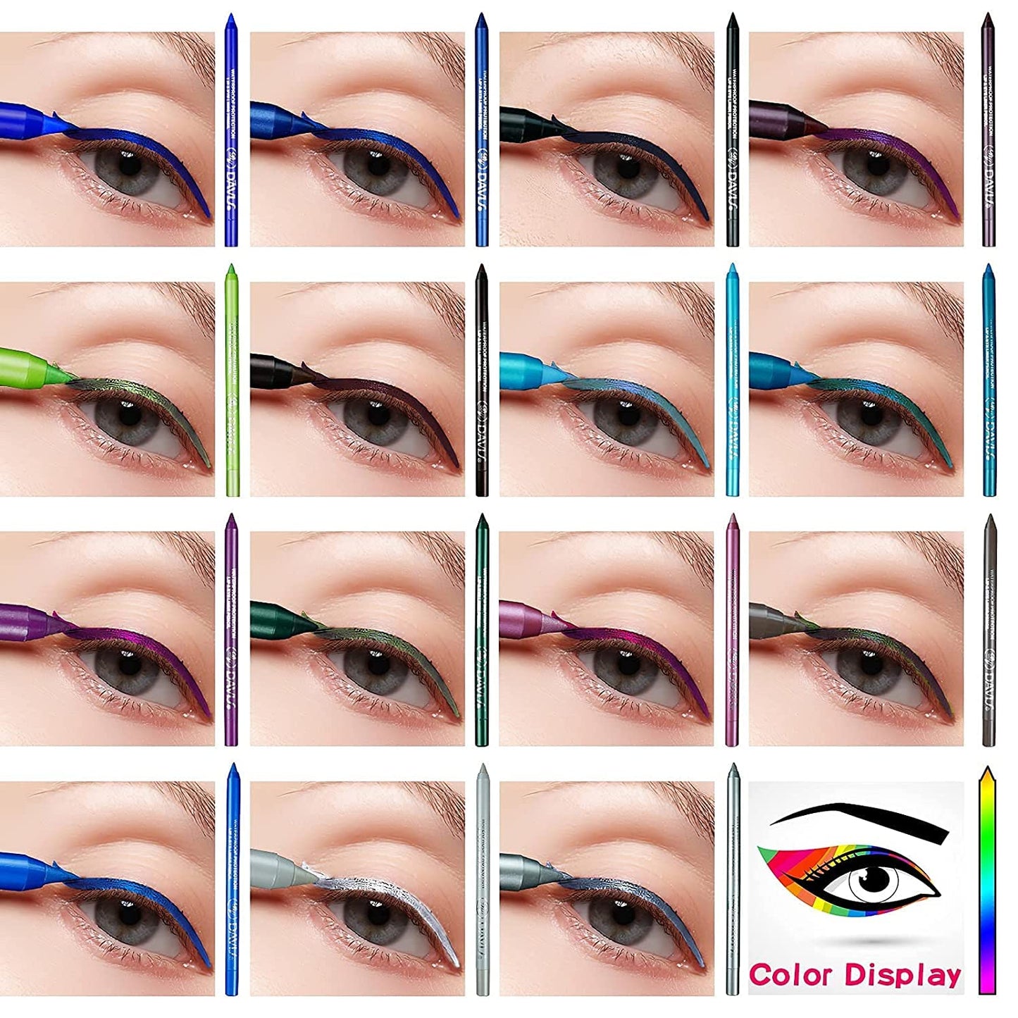 15 Colors Eyeliner Pen Set, Eyeliner Pencil Set, Waterproof Colorful Eyeliner Kit Long Lasting Eyeshadow Pencil Professinal Eye Makeup Set Pearl Eye Liner for Women