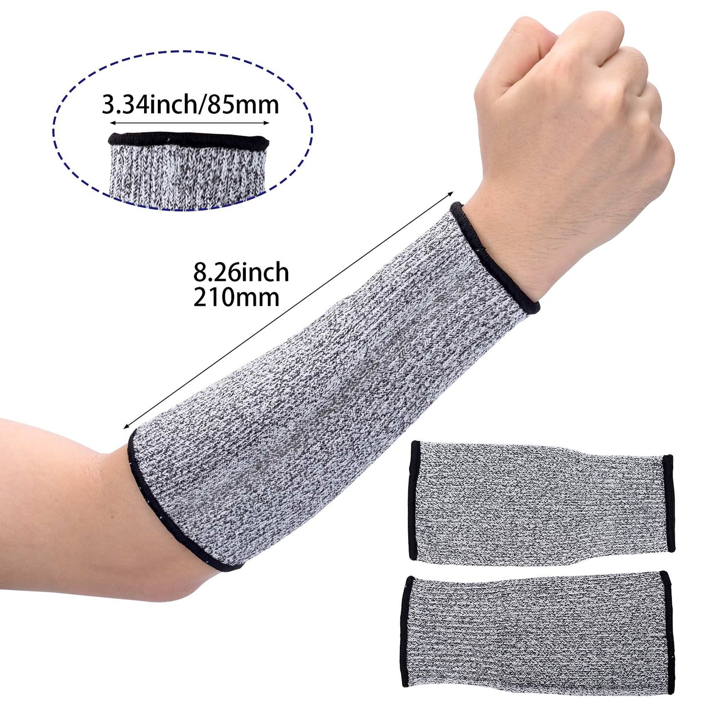 ANCIRS 2 Pairs 22cm Cut Resistant Sleeves for Arm Protection, Protective Arm Sleeve Guards for Dog Bite, Cooking, Sun Exposure Burn- Grey