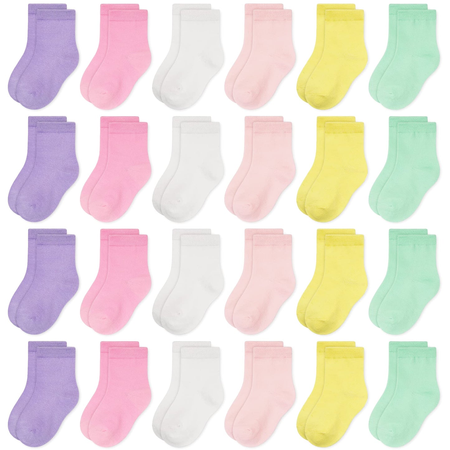 TRAMLE Baby Girls Kid Colorful Crew Socks - 24 Pairs Soft Socks For Toddlers kids Girls （0-13 Years Old） 2-4 Years Multicolor