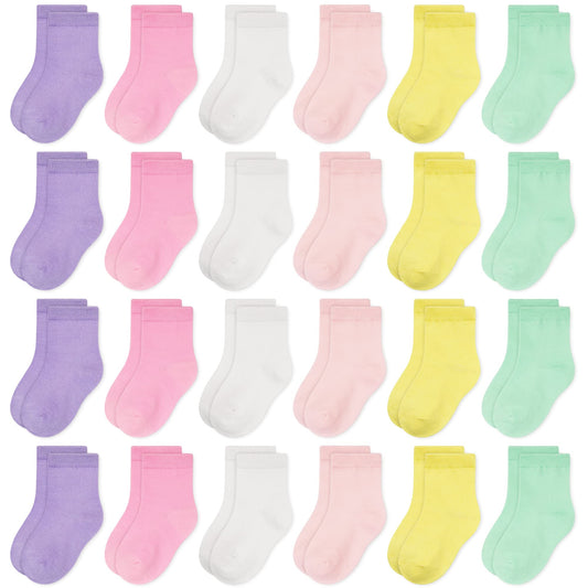 TRAMLE Baby Girls Kid Colorful Crew Socks - 24 Pairs Soft Socks For Toddlers kids Girls （0-13 Years Old） 2-4 Years Multicolor