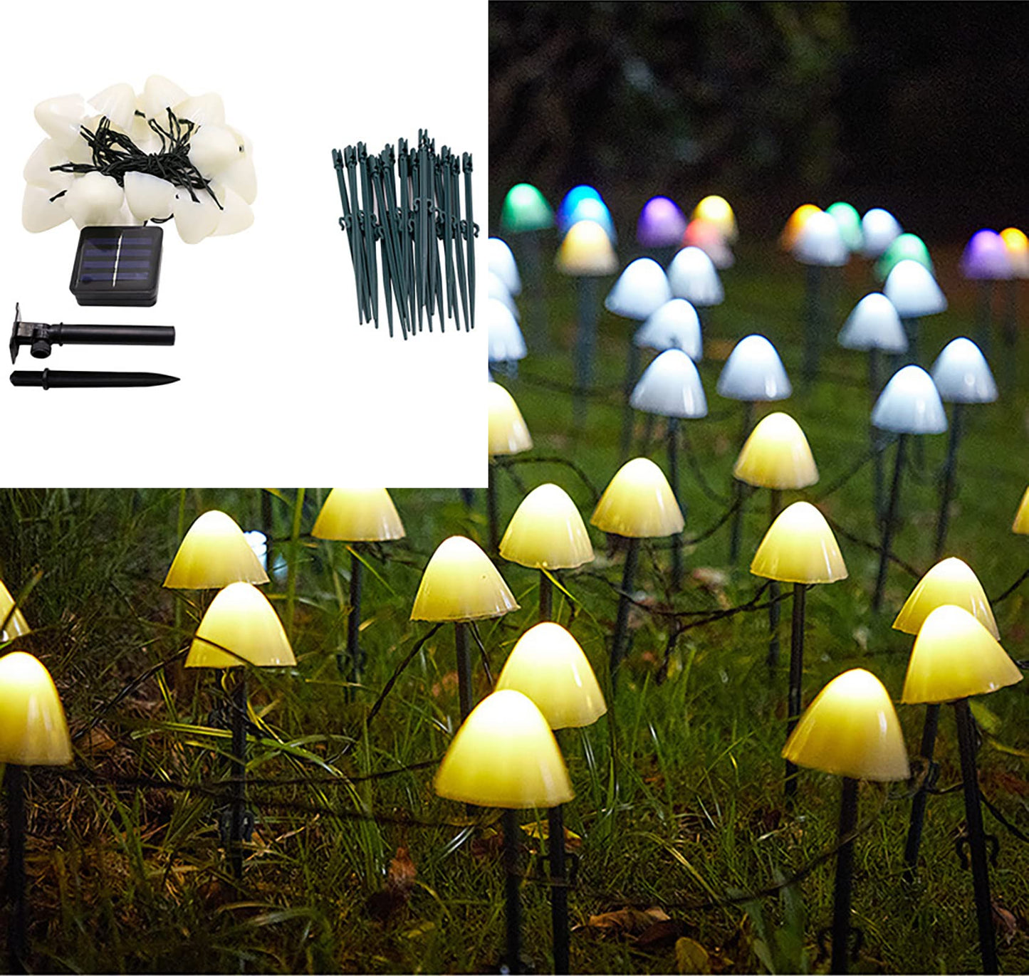 ZVO Solar Outdoor String Lights, Set of 12 LED Mini Cute Mushroom Pathway Lights, Solar Outside Waterproof Lamp Grass Decor for Garden Patio Wedding Festival Christmas(Warm White) Warm White