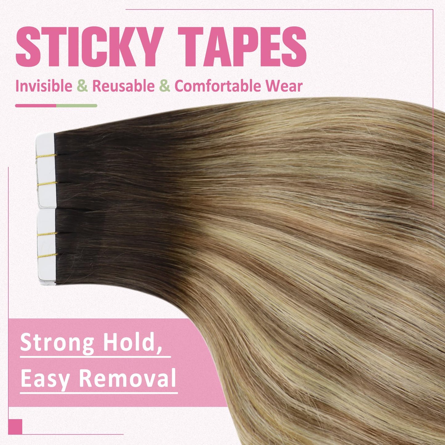 YoungSee Tape in Hair Extensions Real Human Hair Balayage Brown Tape in Hair Extensions Ombre Dark Brown to Brown with Blonde Tape in Extensions for Beginners 12Inch 20pcs 30g Hair Extensions Tape in