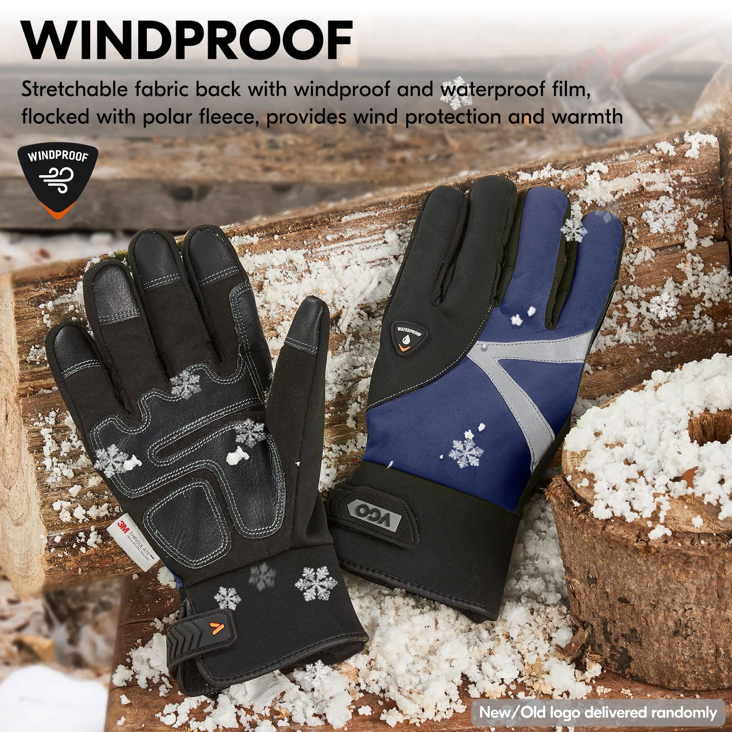 Vgo... Winter Waterproof Work Gloves Touchscreen, Thermal Safety Working Gloves in Cold Weather -20℃, 3M Thinsulate Lining for Freezer Cold Storage Warehouse XL (Pack of 1) Men Winter Version - Dark Blu