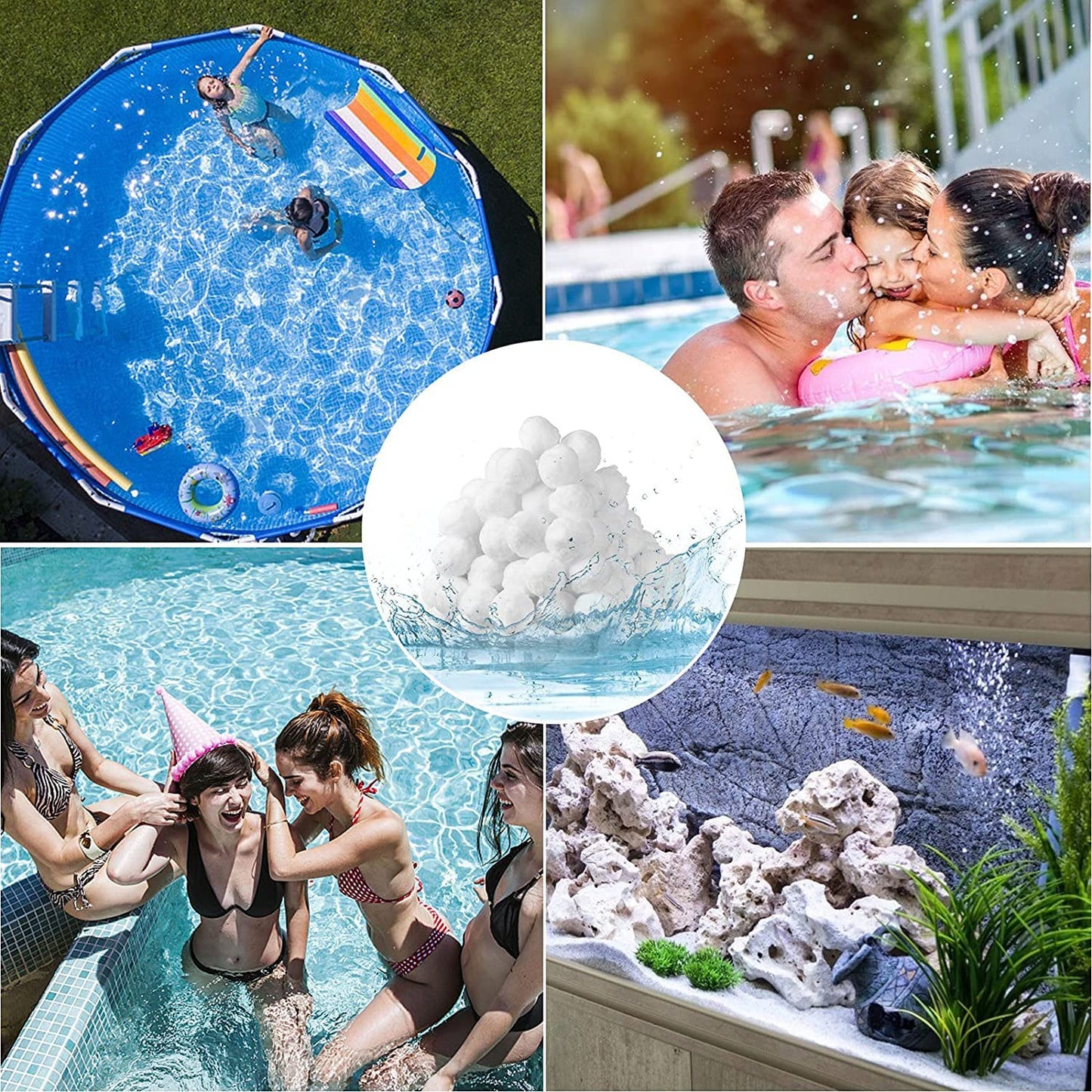 VAZILLIO 1500g Pool Filter Balls, Eco-Friendly Fiber Filter Media for Swimming Pool/Aquarium/Fish Tank Sand Filters(1500g Filter Balls is Equivalent to 53kg Filter Sand)