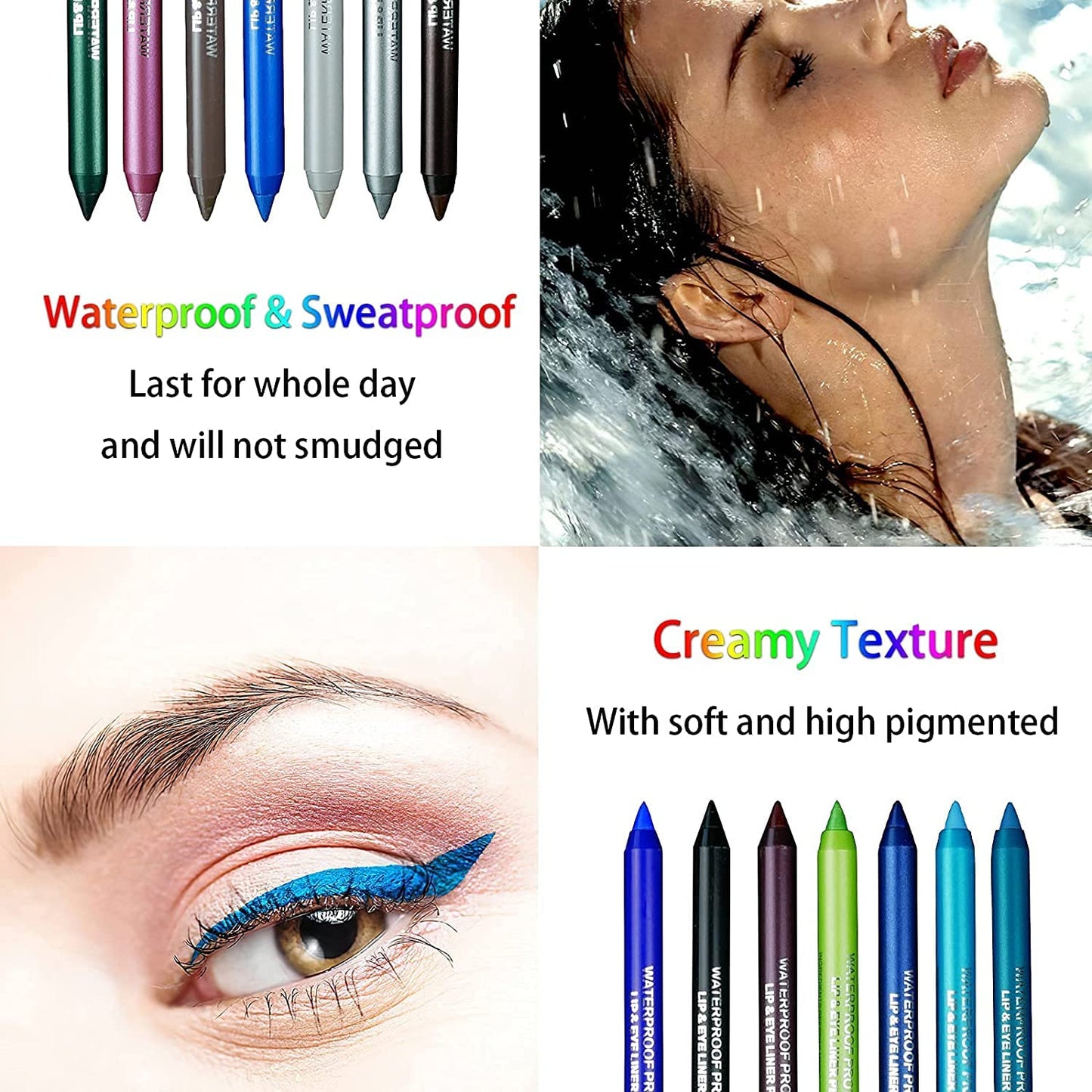 15 Colors Eyeliner Pen Set, Eyeliner Pencil Set, Waterproof Colorful Eyeliner Kit Long Lasting Eyeshadow Pencil Professinal Eye Makeup Set Pearl Eye Liner for Women