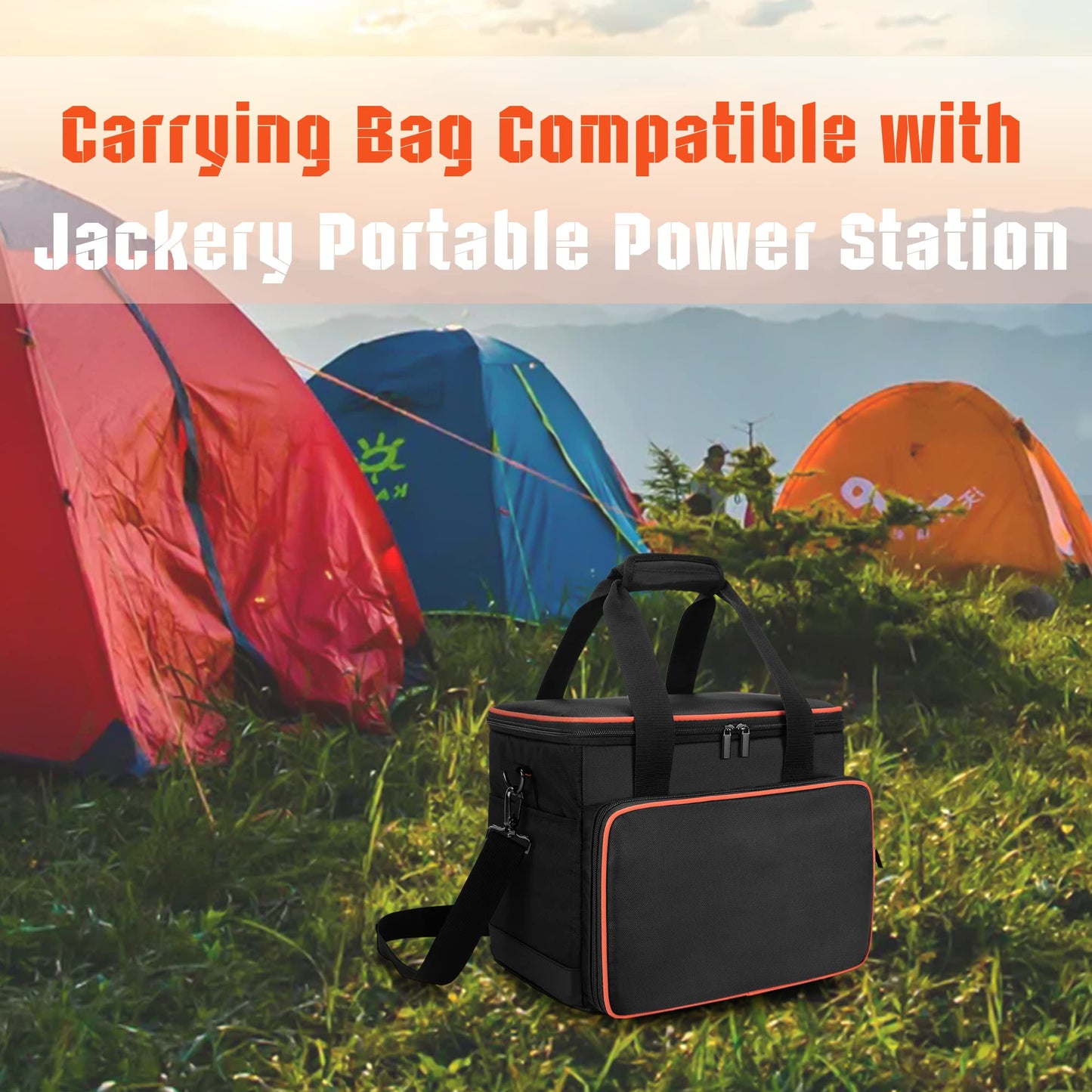 Trunab Travel Carrying Bag Compatible with Jackery Portable Power Station Explorer 500, Storage Case with Waterproof Bottom and Front Pockets for Charging Cable and Accessories M