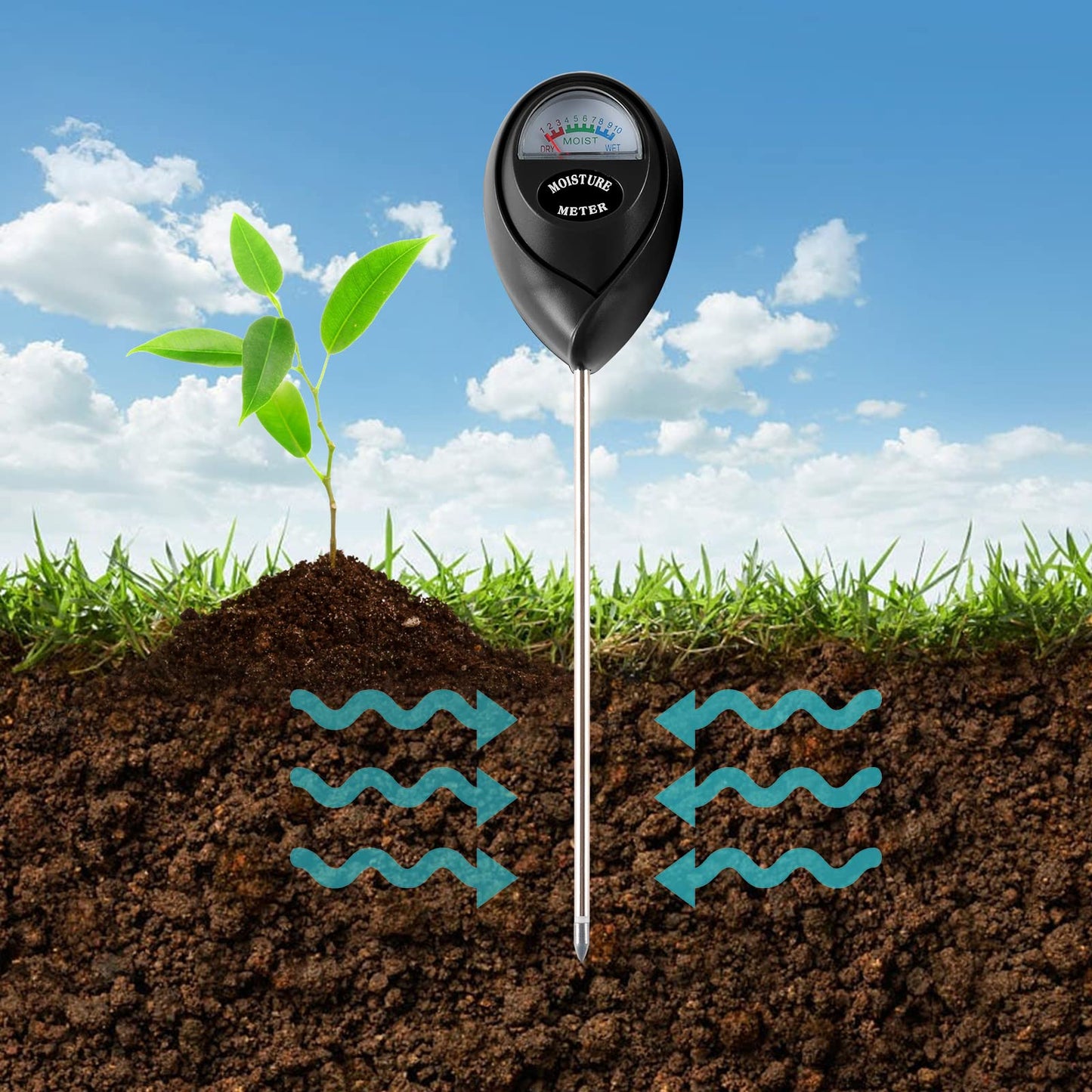 2 Packs Soil Moisture Meter, Plant Water Meter Moisture Meter for House Plants, Soil Tester Test Kit Soil Hygrometer Sensor for Garden Lawn Farm Indoor&Outdoor Use, No Battery Required (Black&Green) Green & Black